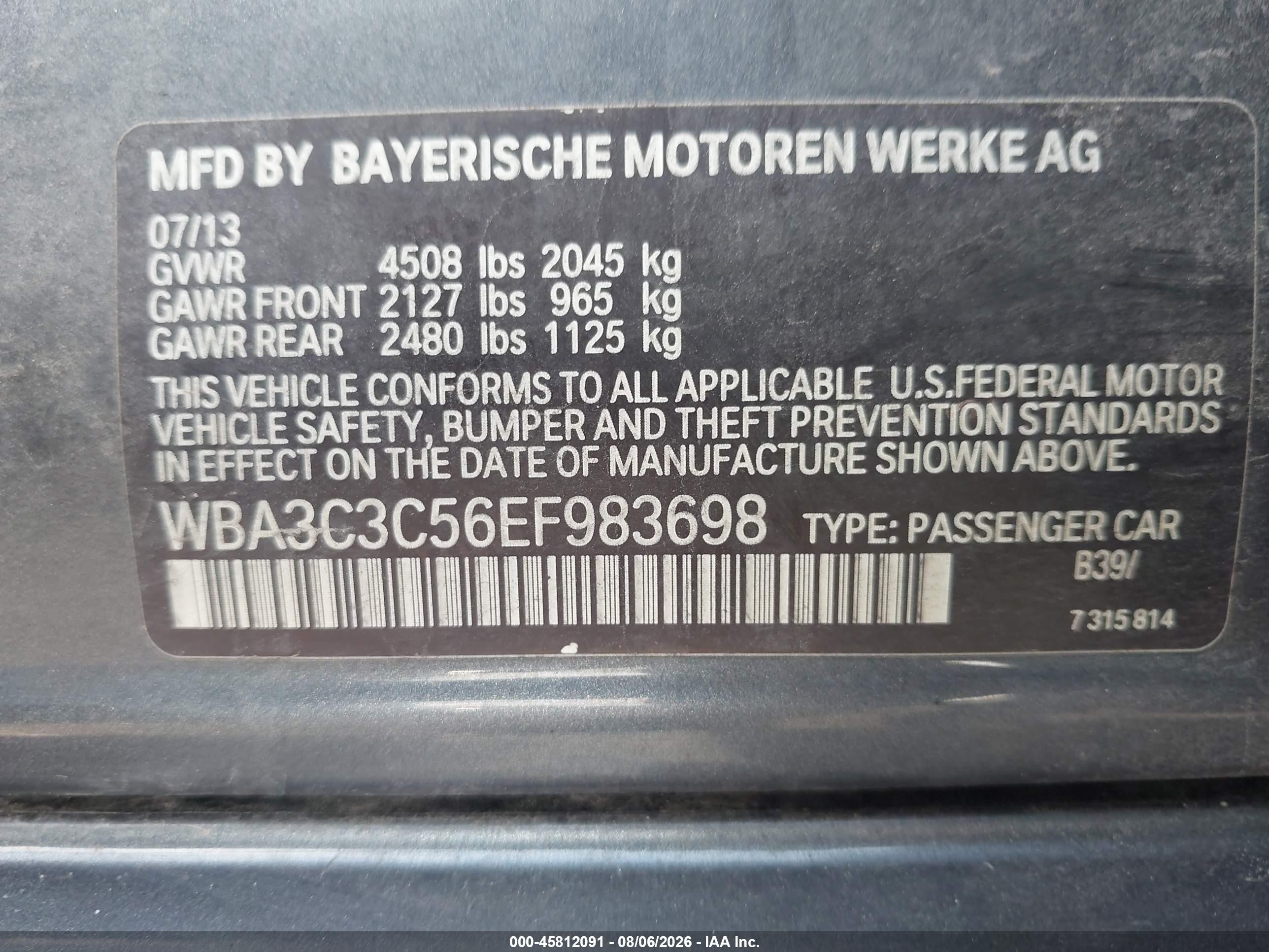 2014 Bmw 320i Xdrive Серый vin: WBA3C3C56EF983698