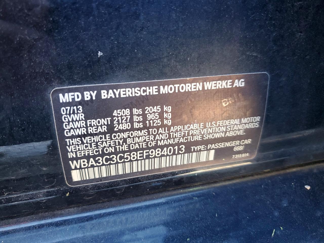 2014 Bmw 320 I Xdrive Black vin: WBA3C3C58EF984013