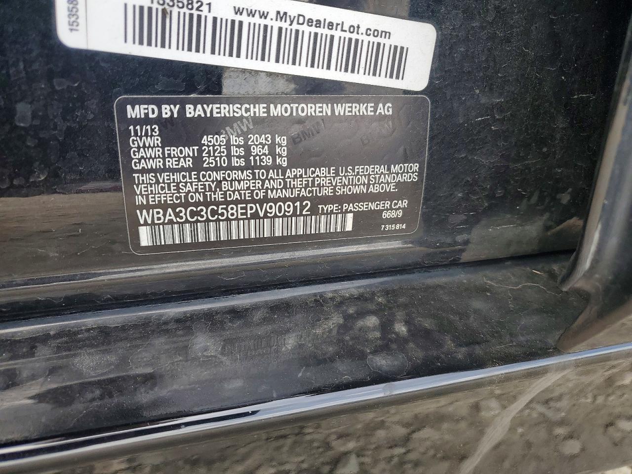 2014 Bmw 320 I Xdrive Black vin: WBA3C3C58EPV90912