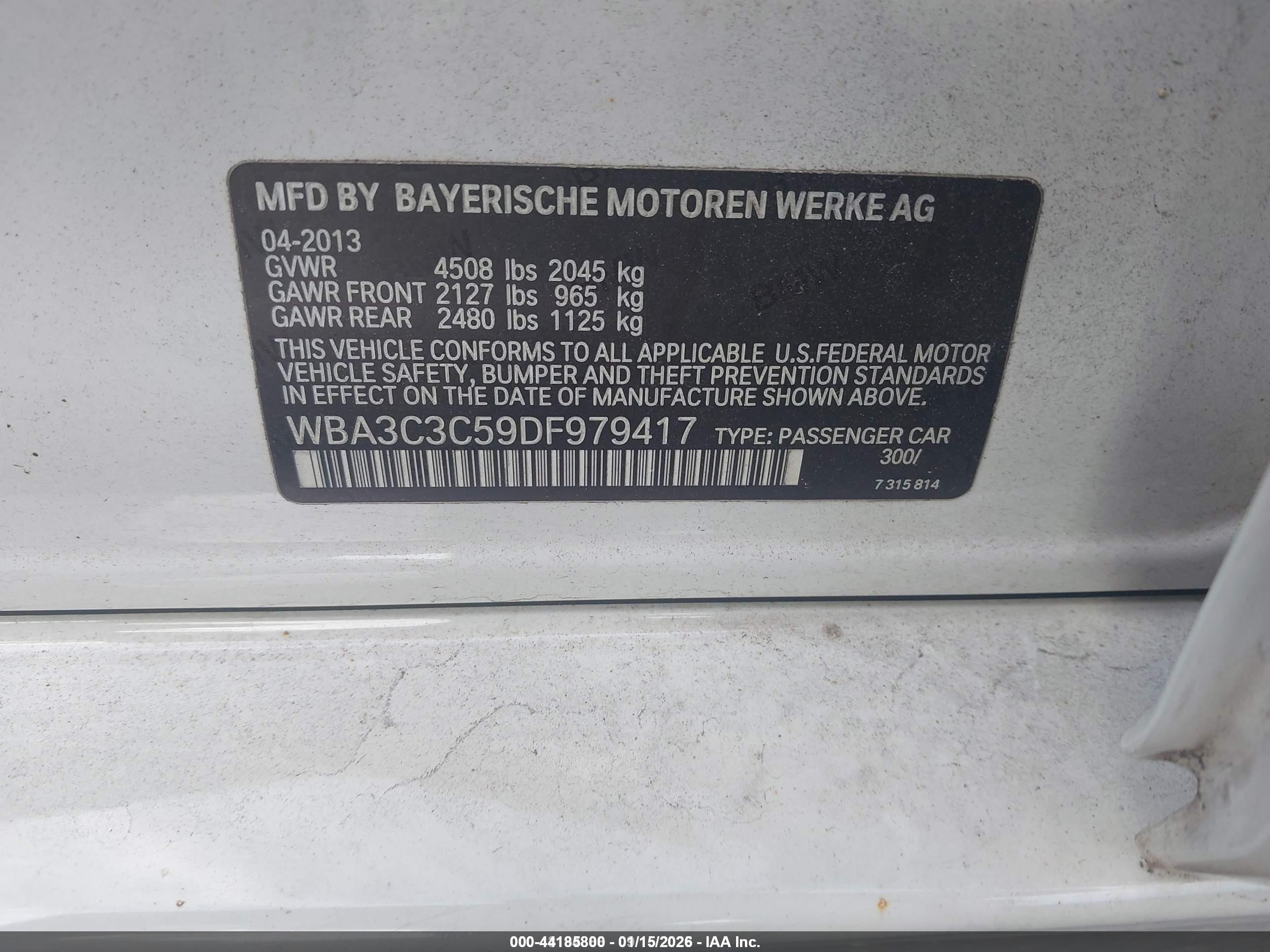 2013 Bmw 320i Xdrive White vin: WBA3C3C59DF979417