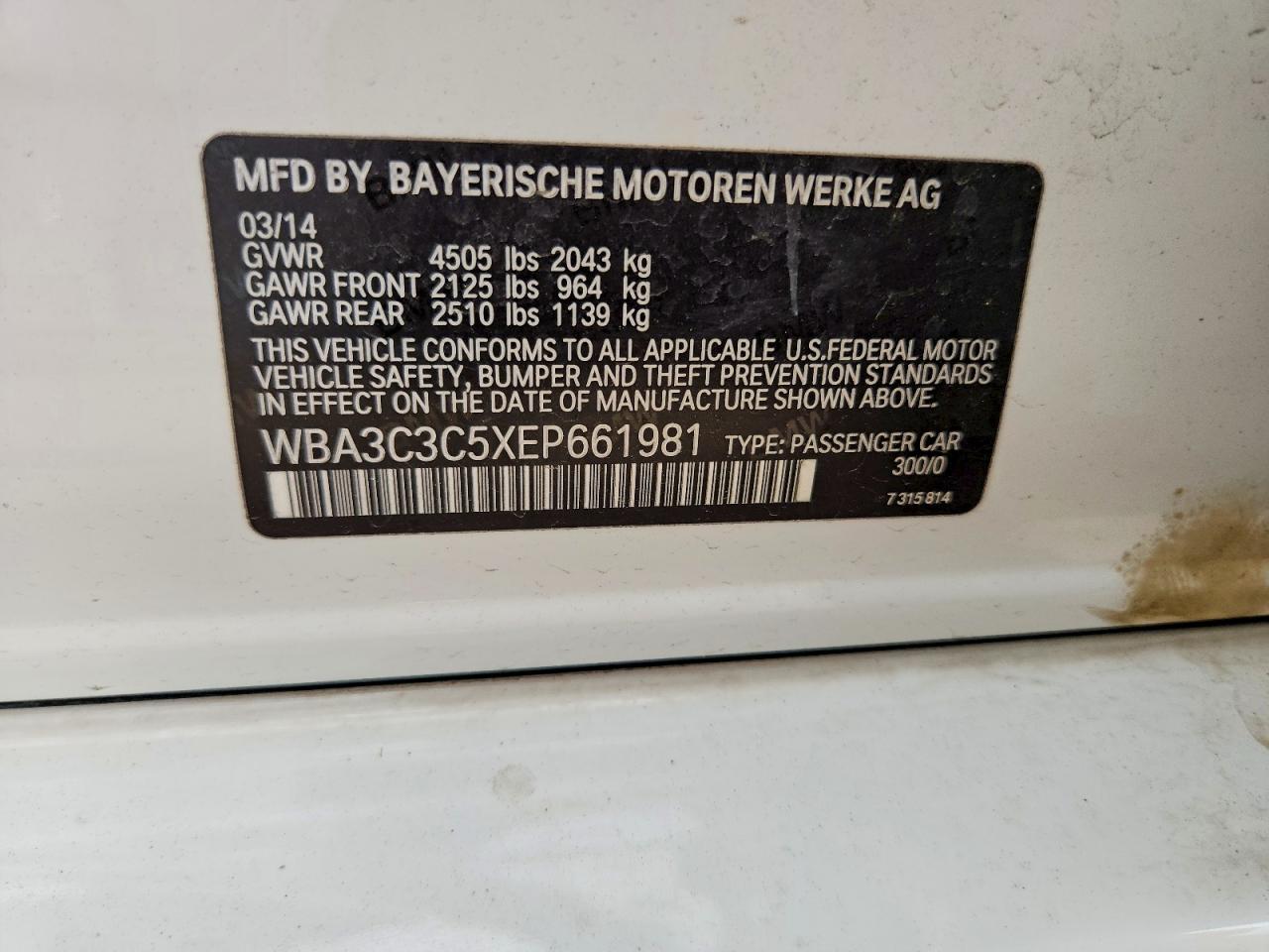 2014 Bmw 320 I Xdrive White vin: WBA3C3C5XEP661981