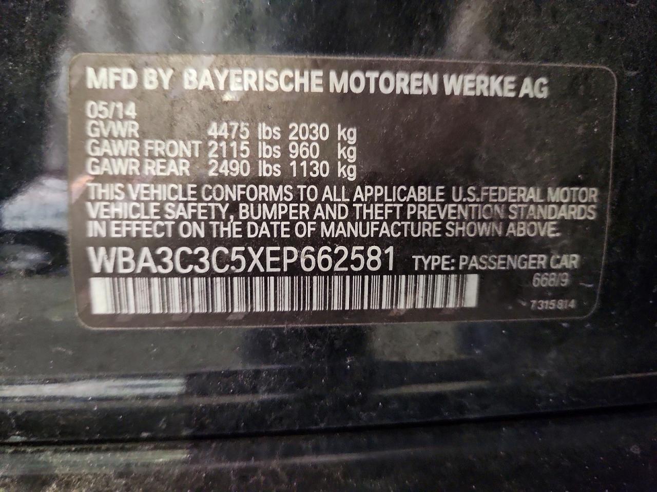 2014 Bmw 320 I Xdrive Black vin: WBA3C3C5XEP662581