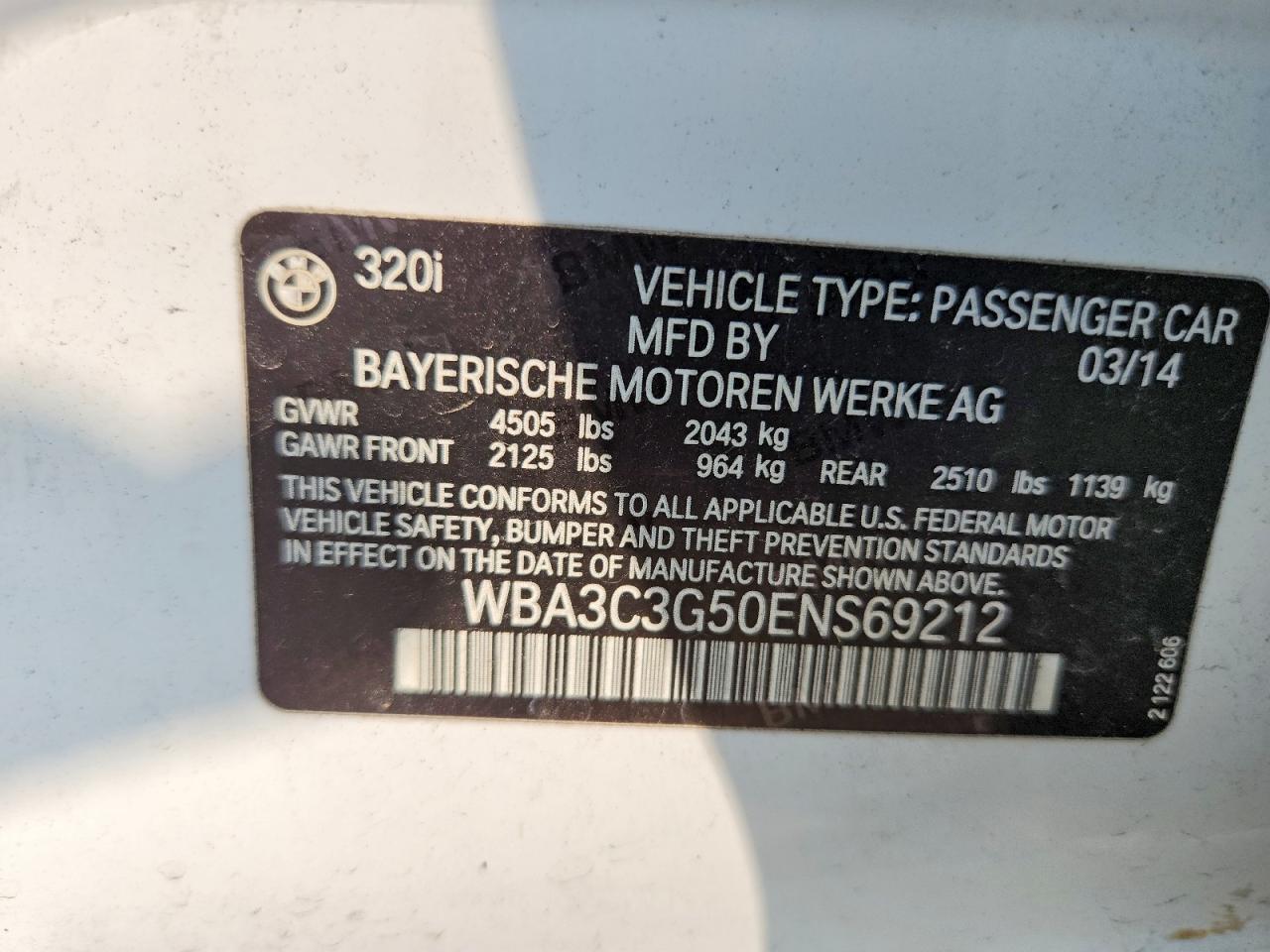 2014 Bmw 320 I Xdrive White vin: WBA3C3G50ENS69212