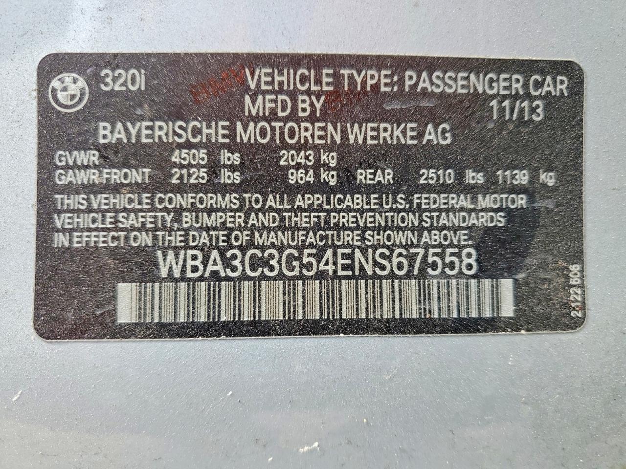 2014 Bmw 320 I Xdrive Silver vin: WBA3C3G54ENS67558