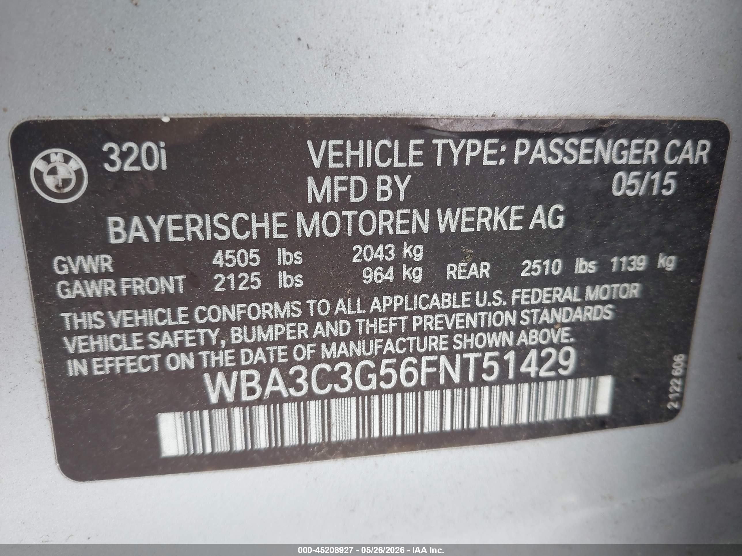 2015 Bmw 320i Xdrive Silver vin: WBA3C3G56FNT51429