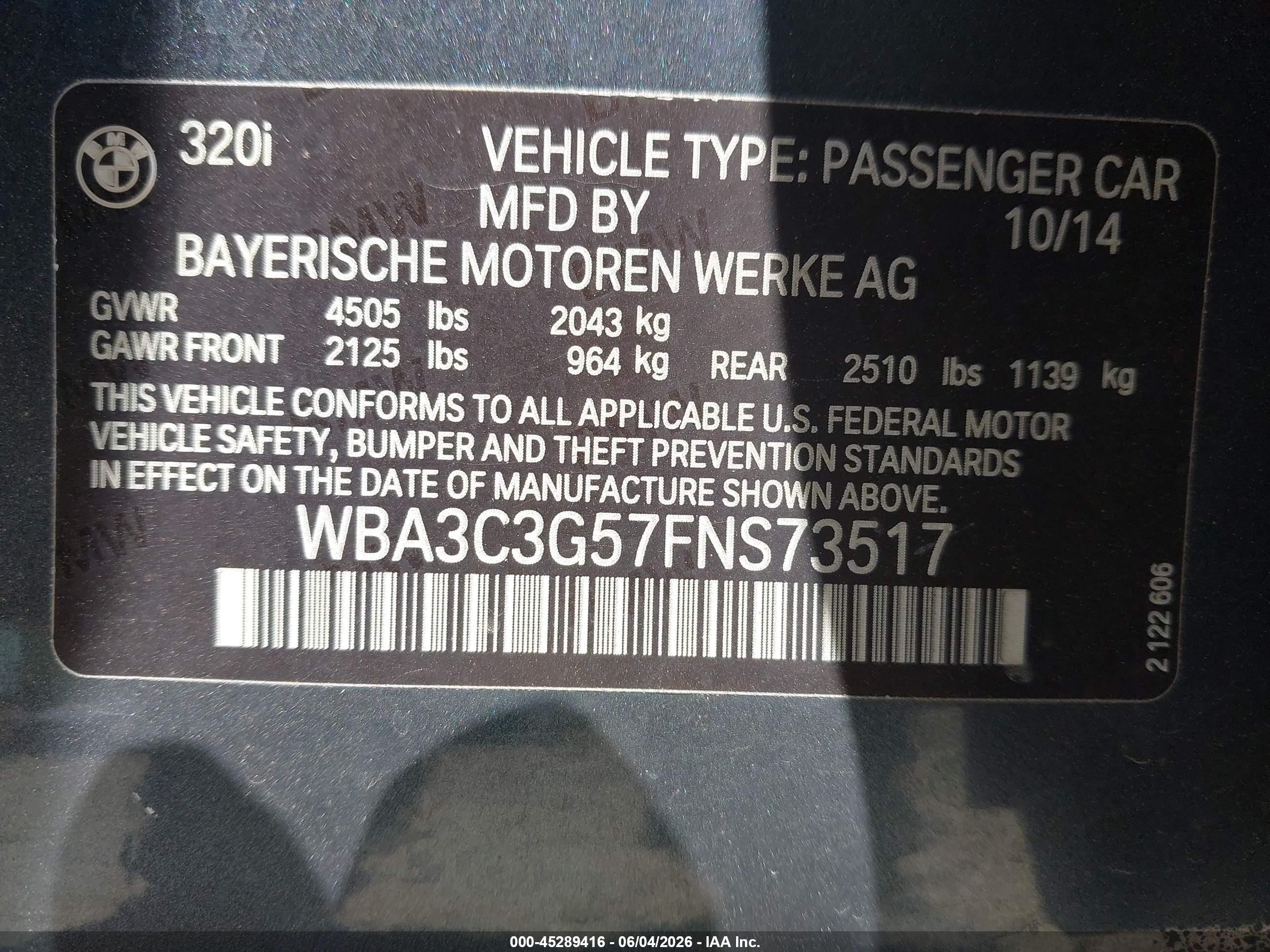 2015 Bmw 320i Xdrive Gray vin: WBA3C3G57FNS73517