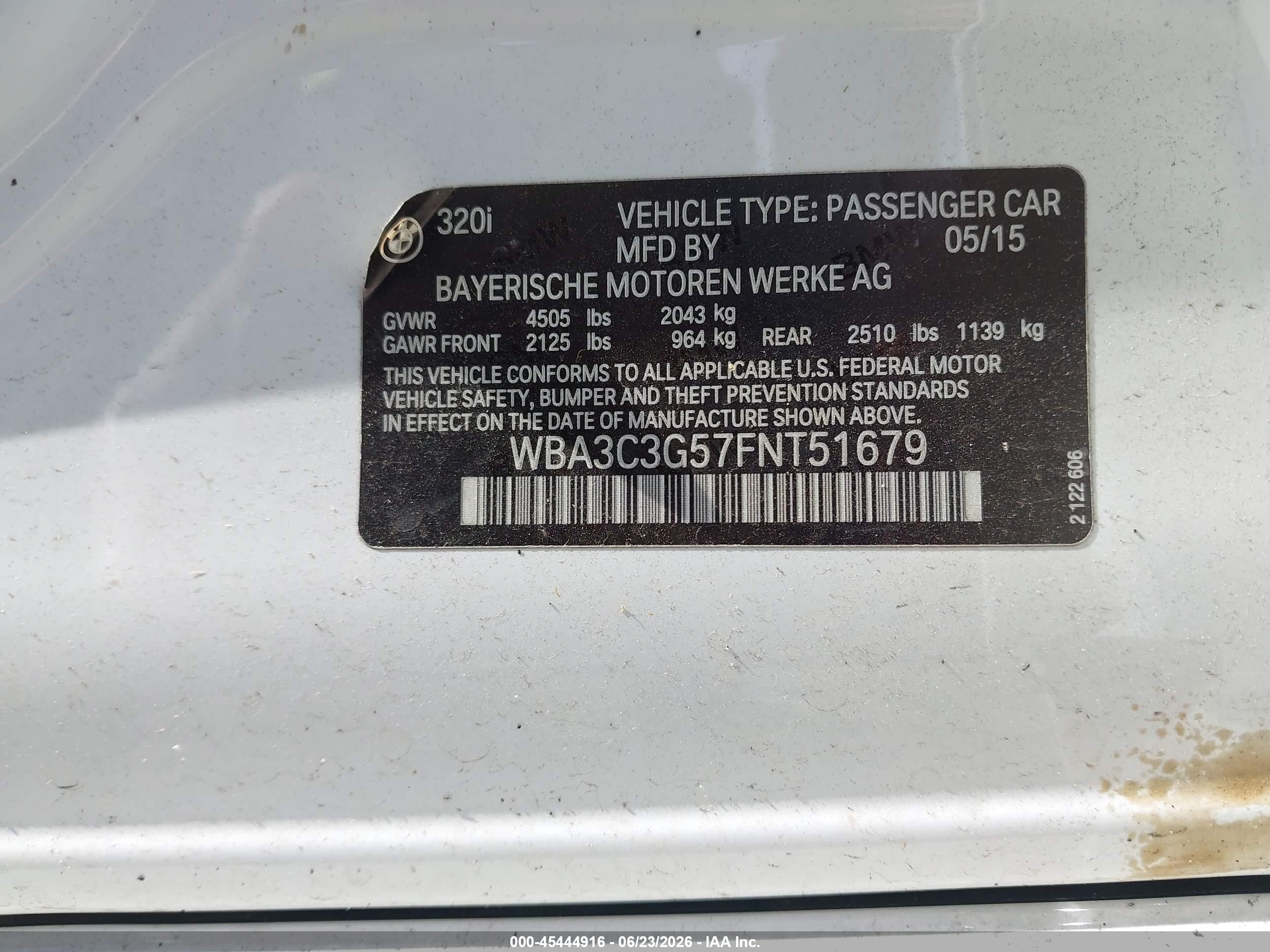 2015 Bmw 320i Xdrive White vin: WBA3C3G57FNT51679