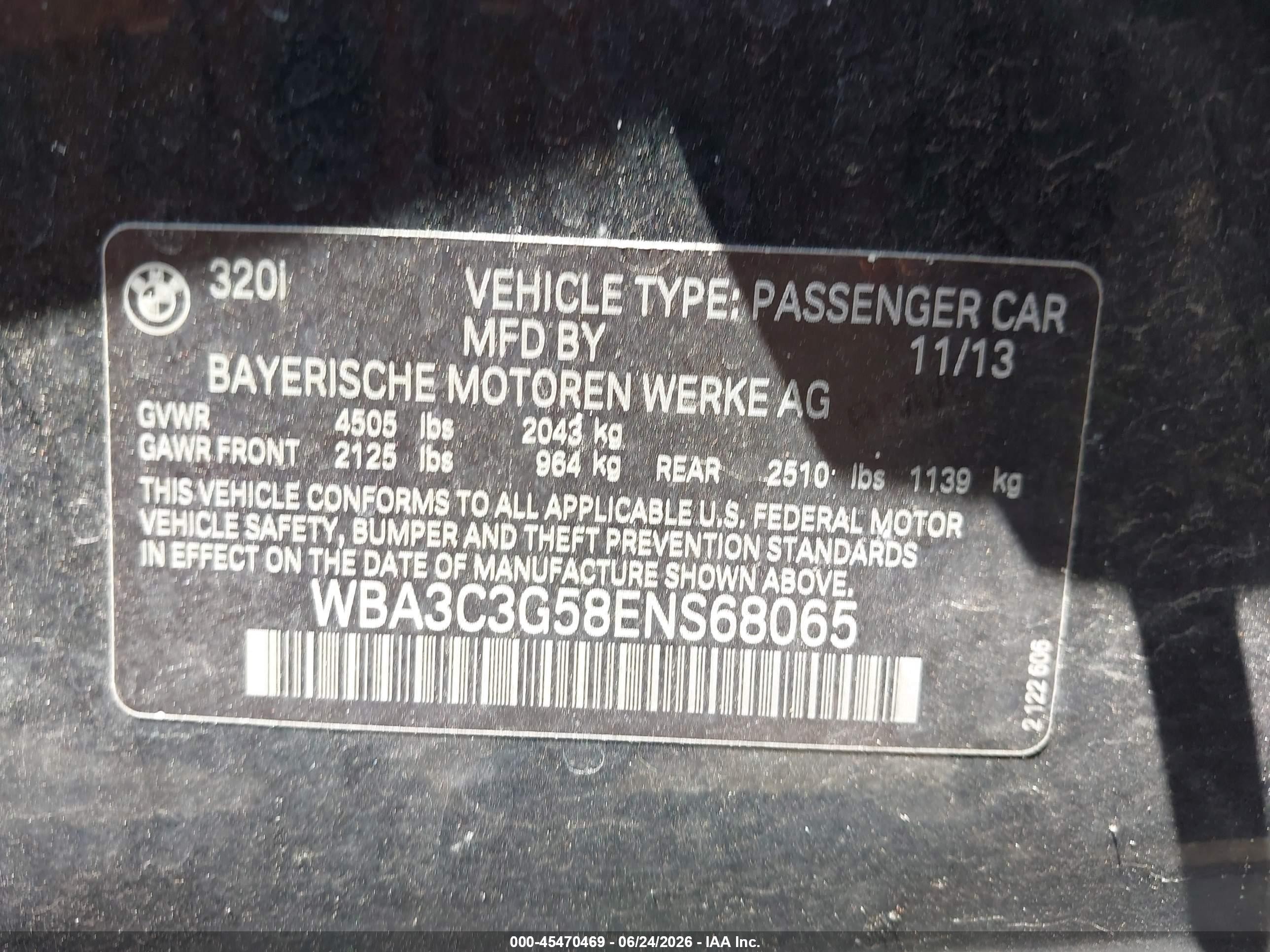 2014 Bmw 320i Xdrive Black vin: WBA3C3G58ENS68065
