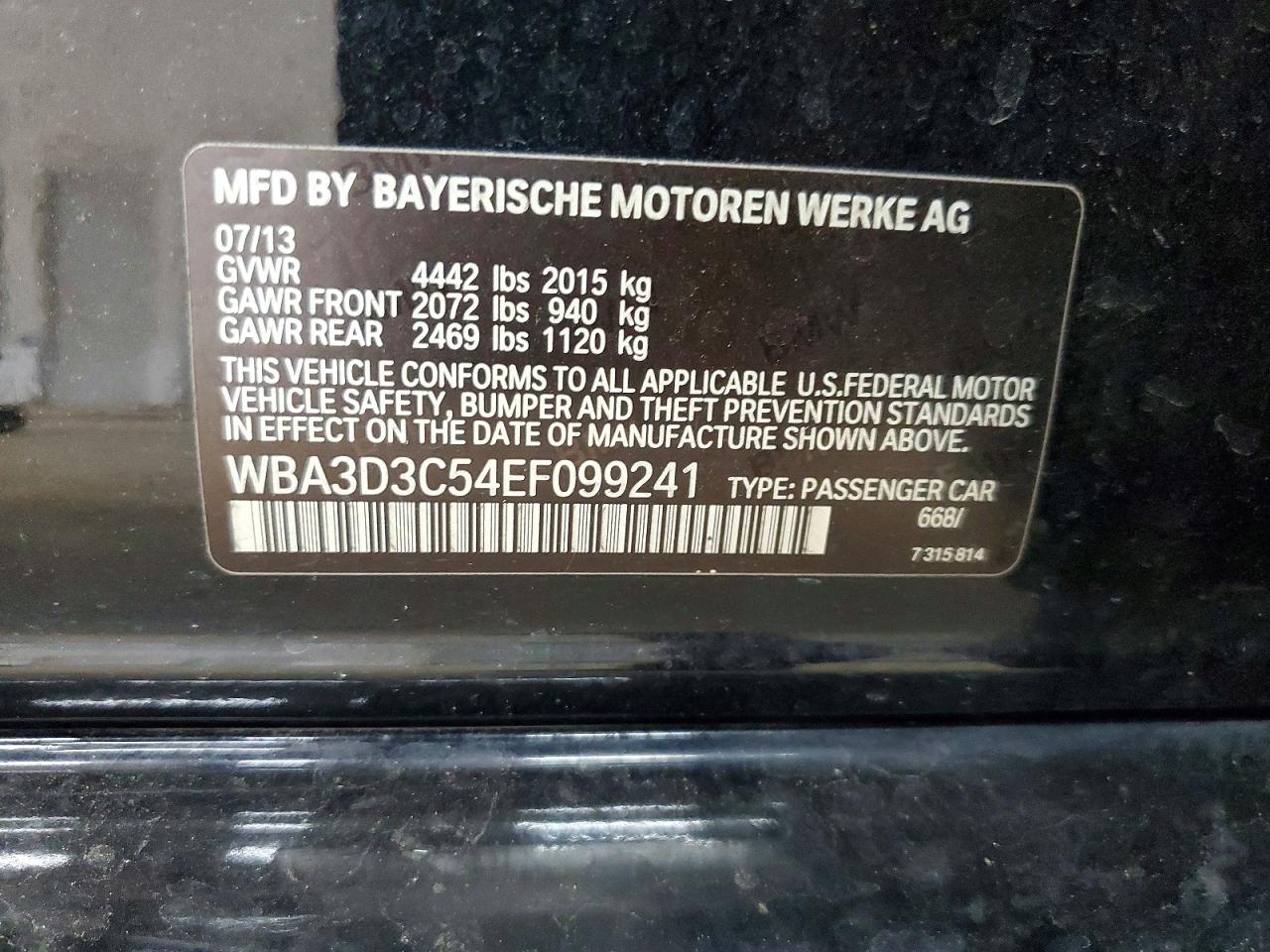 2014 Bmw 328 D Black vin: WBA3D3C54EF099241