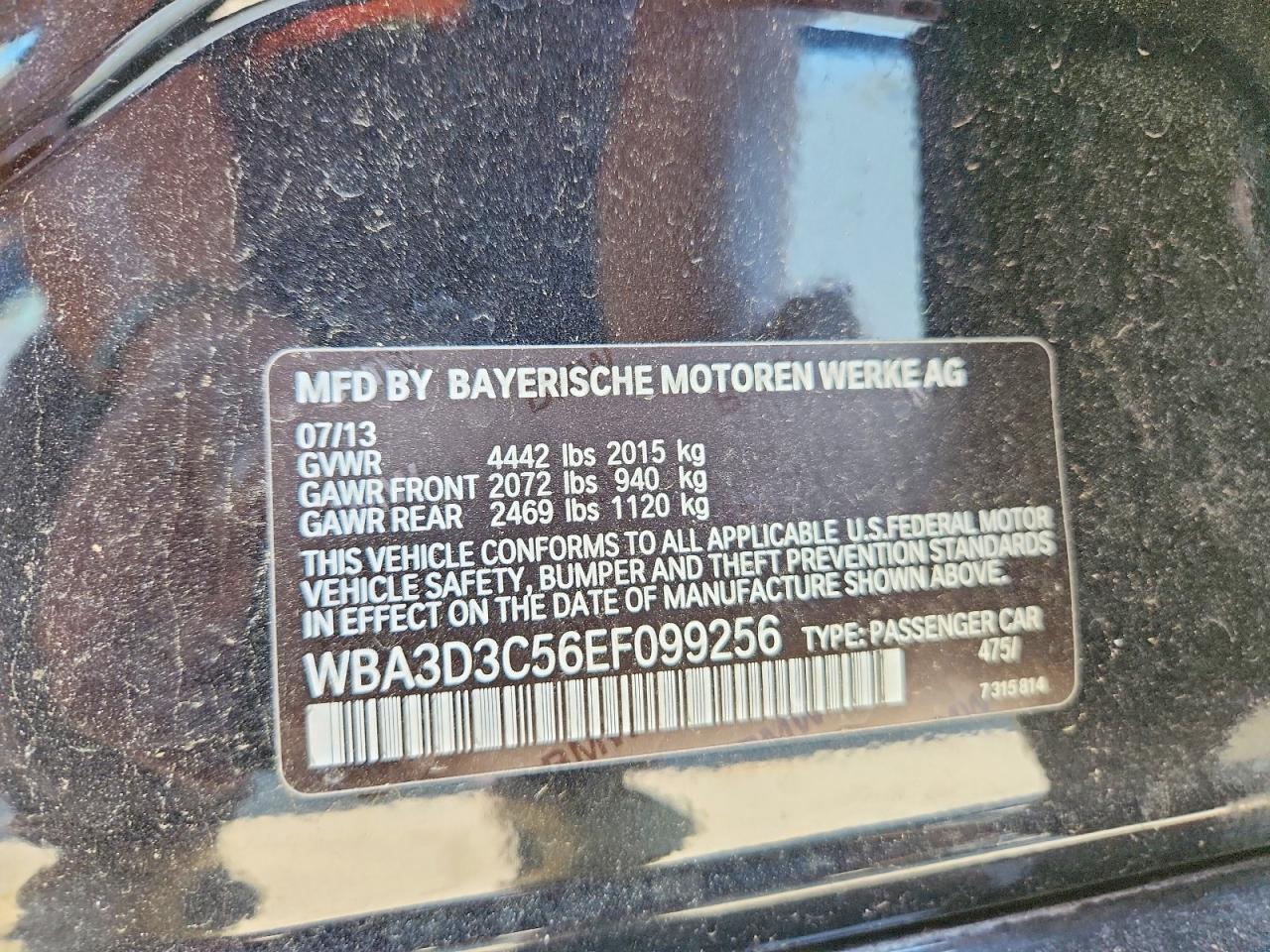 2014 Bmw 328 D Charcoal vin: WBA3D3C56EF099256