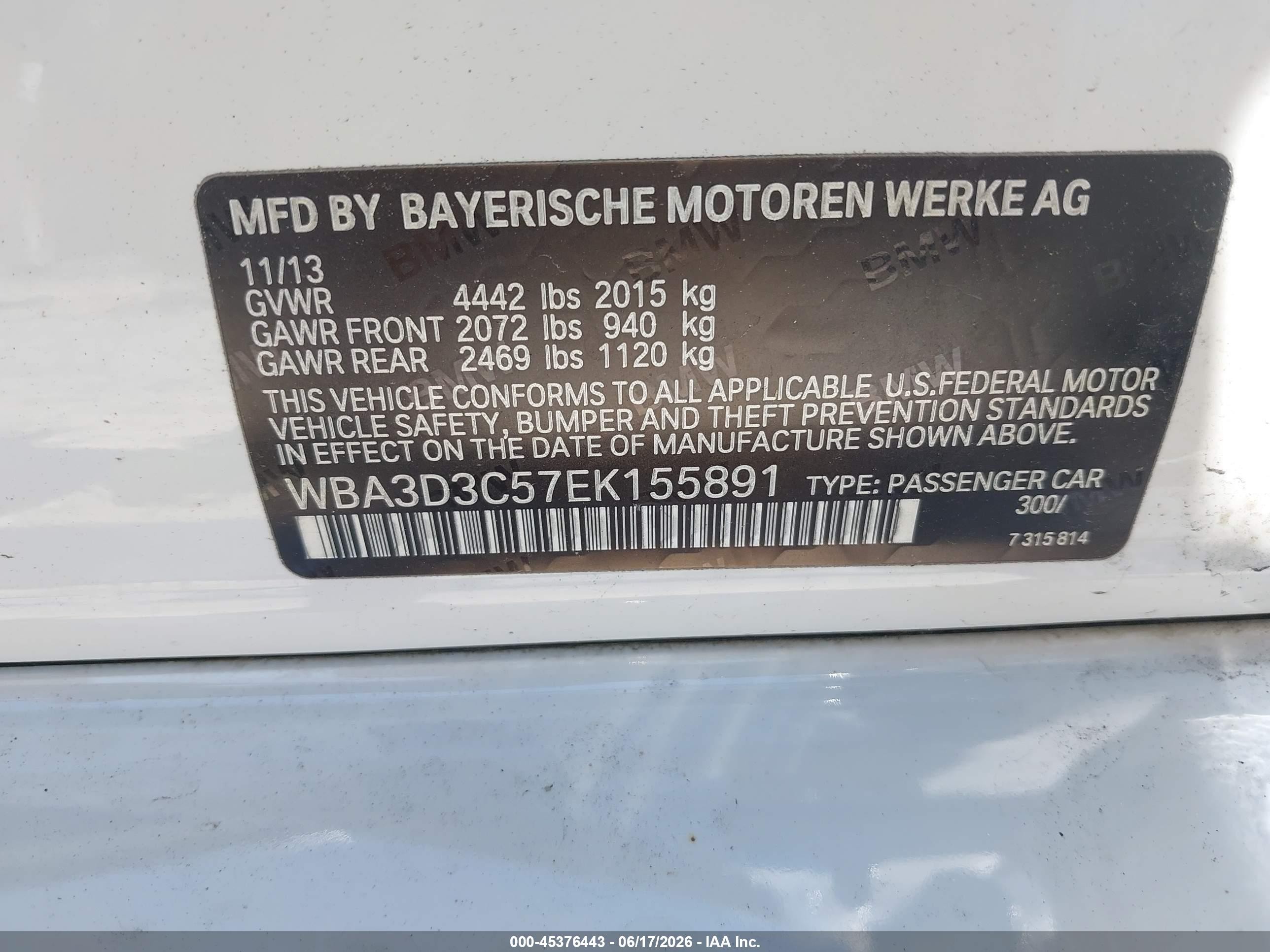 2014 Bmw 328d White vin: WBA3D3C57EK155891