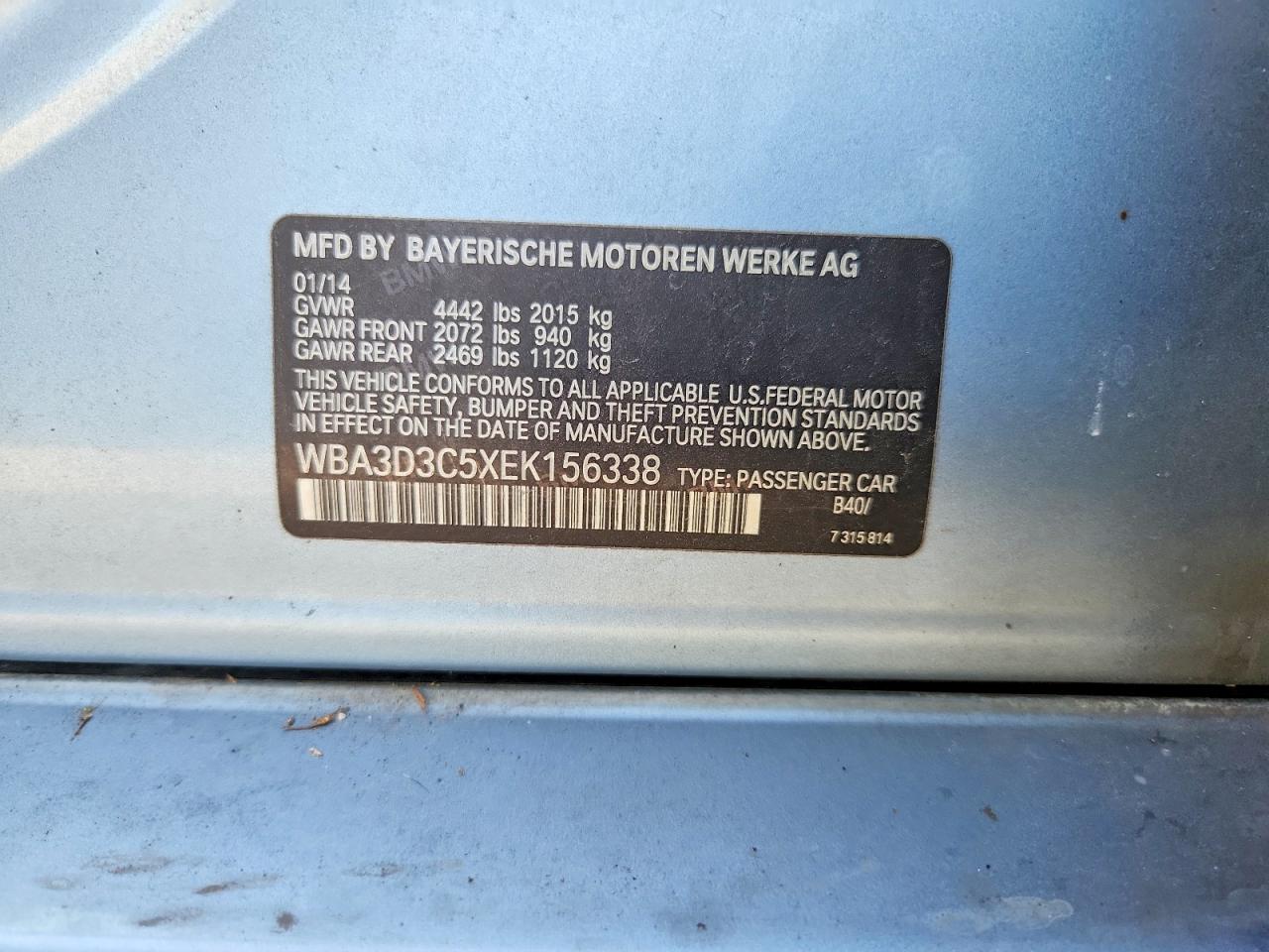 2014 Bmw 328 D Blue vin: WBA3D3C5XEK156338