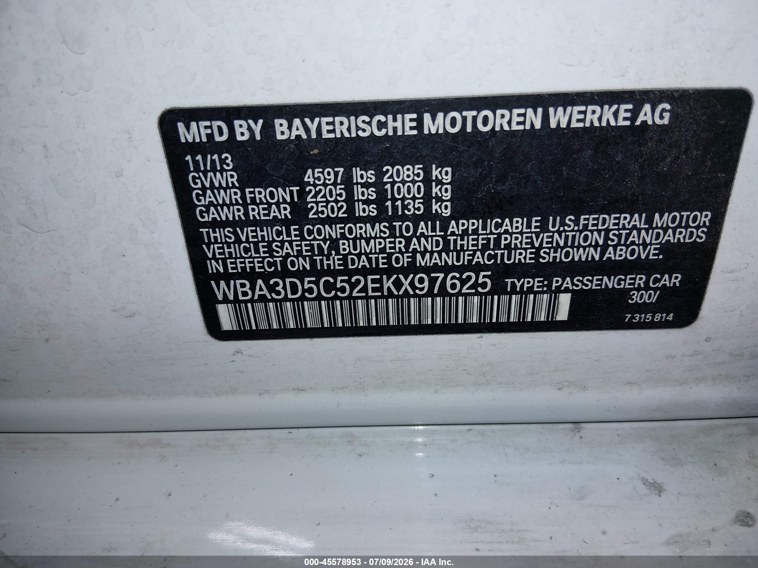 2014 Bmw 328d Xdrive Белый vin: WBA3D5C52EKX97625