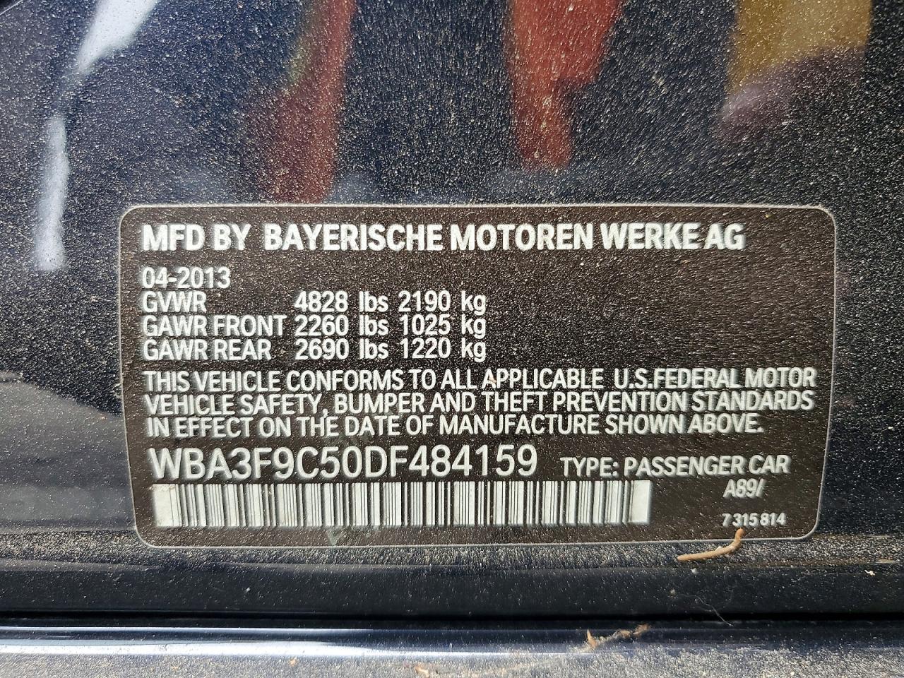 2013 Bmw Activehybrid 3 Blue vin: WBA3F9C50DF484159