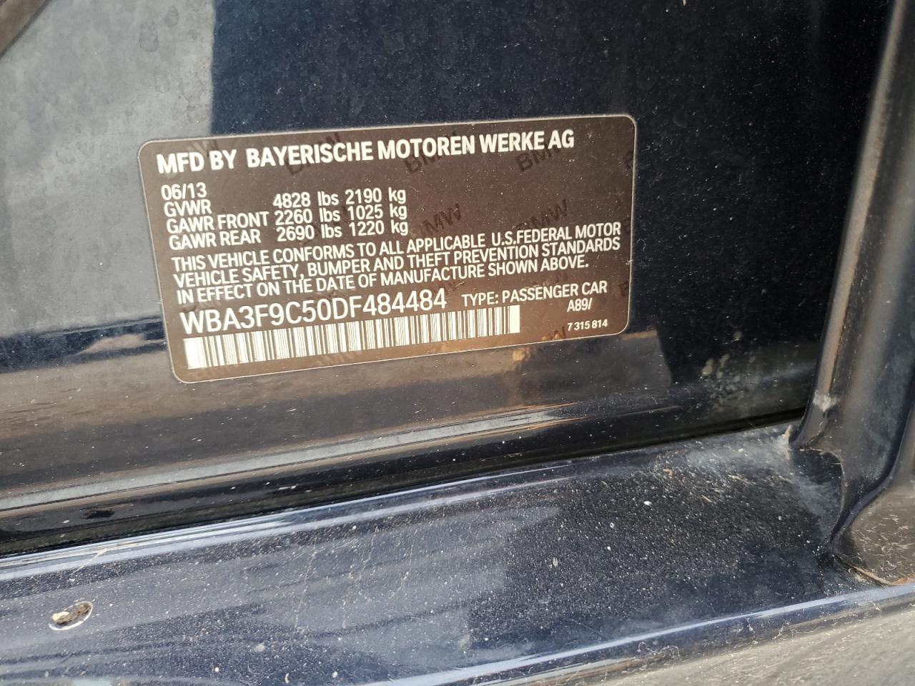 2013 Bmw Activehybrid 3 Blue vin: WBA3F9C50DF484484