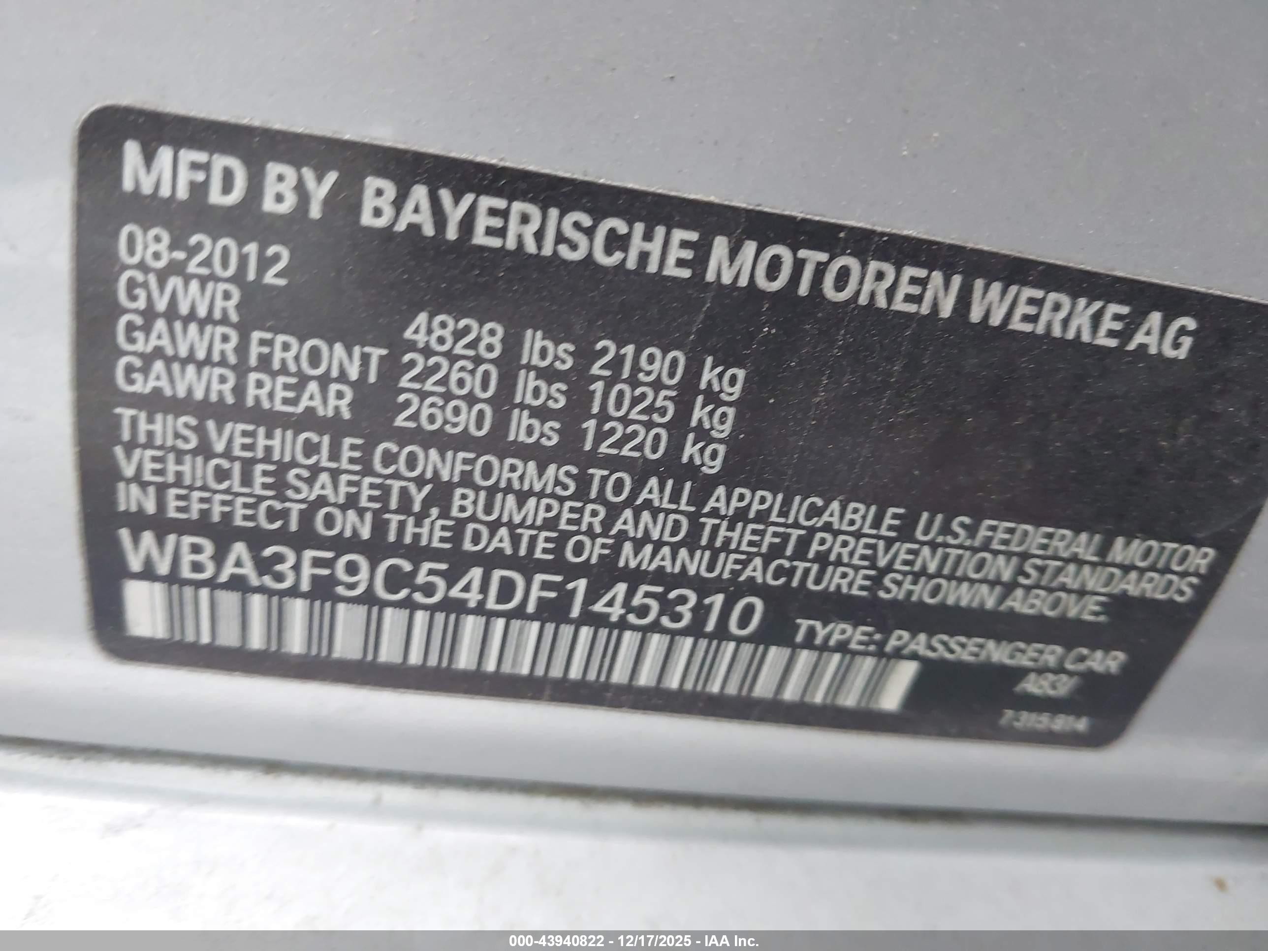2013 Bmw Activehybrid 3   Silver vin: WBA3F9C54DF145310