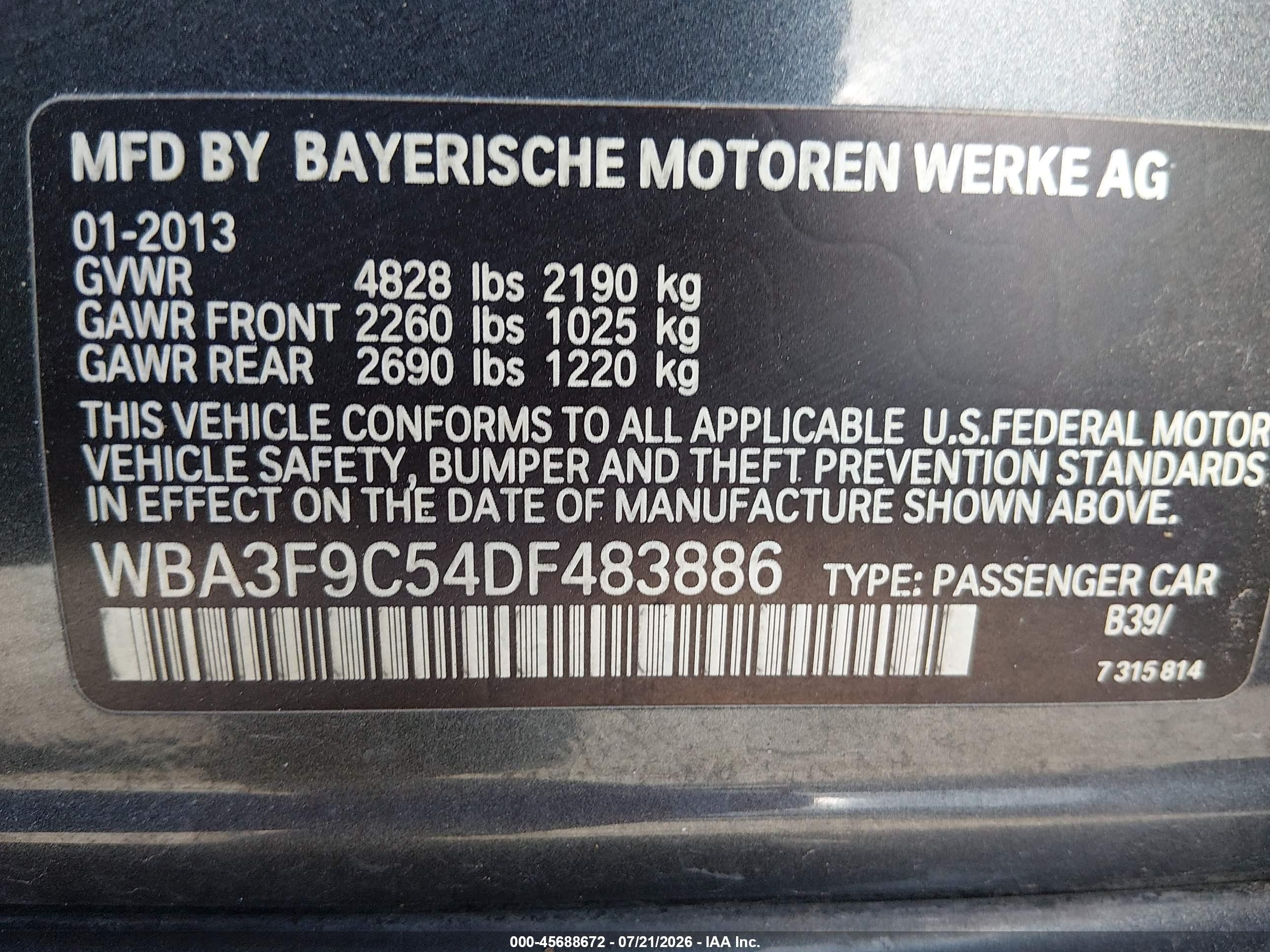 2013 Bmw Activehybrid 3   Gray vin: WBA3F9C54DF483886