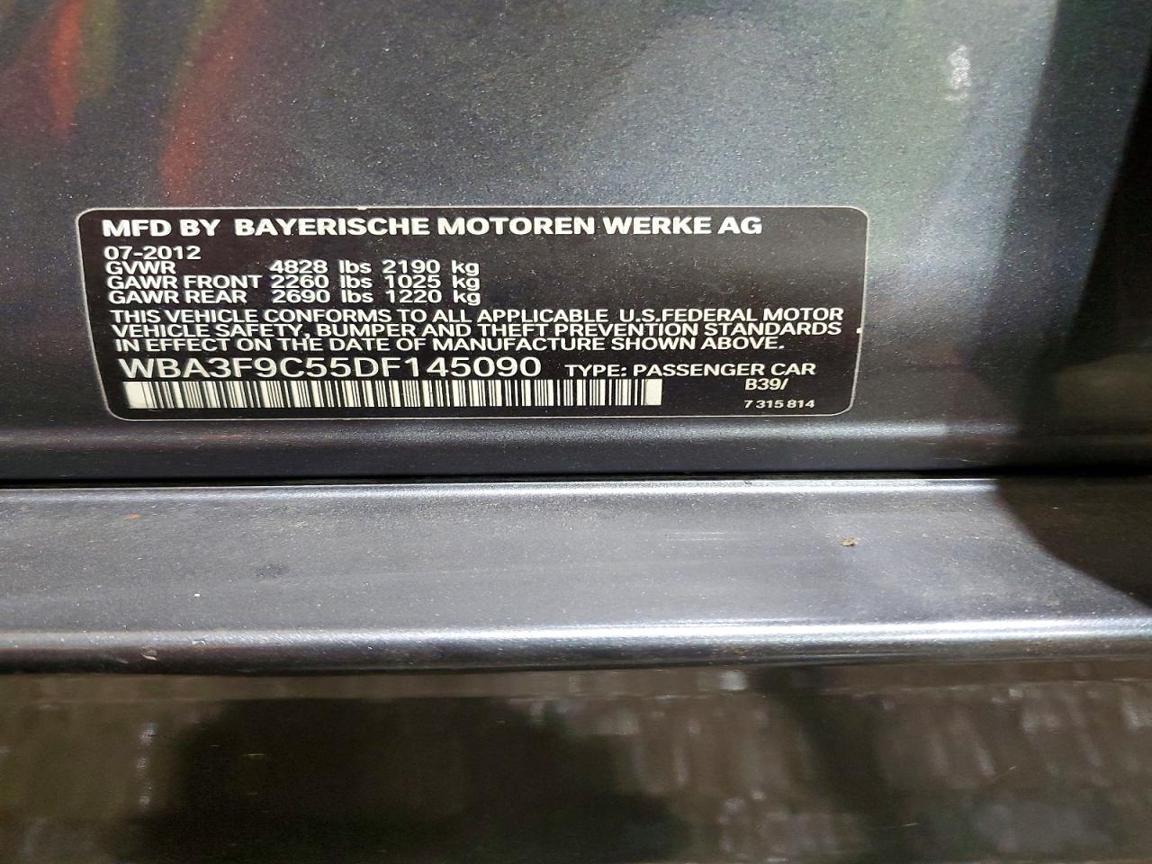 2013 Bmw Activehybrid 3 Gray vin: WBA3F9C55DF145090