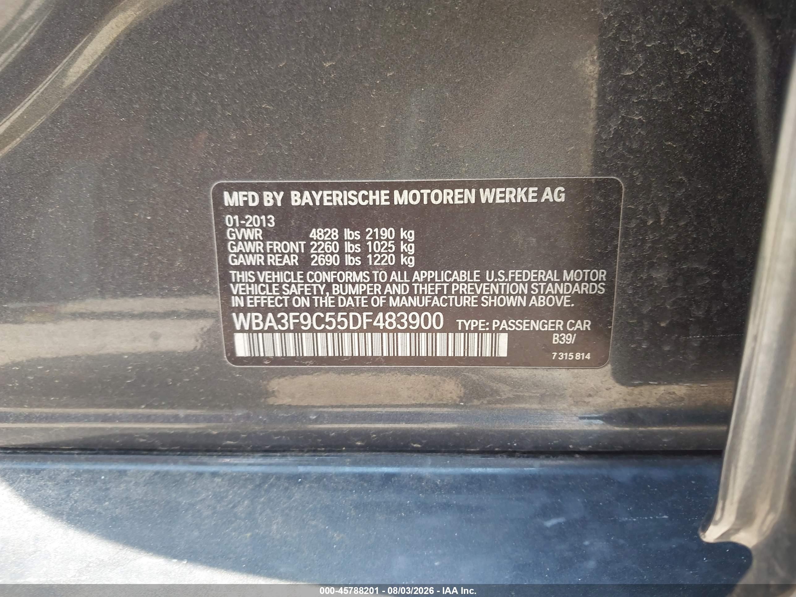 2013 Bmw Activehybrid 3   Gray vin: WBA3F9C55DF483900