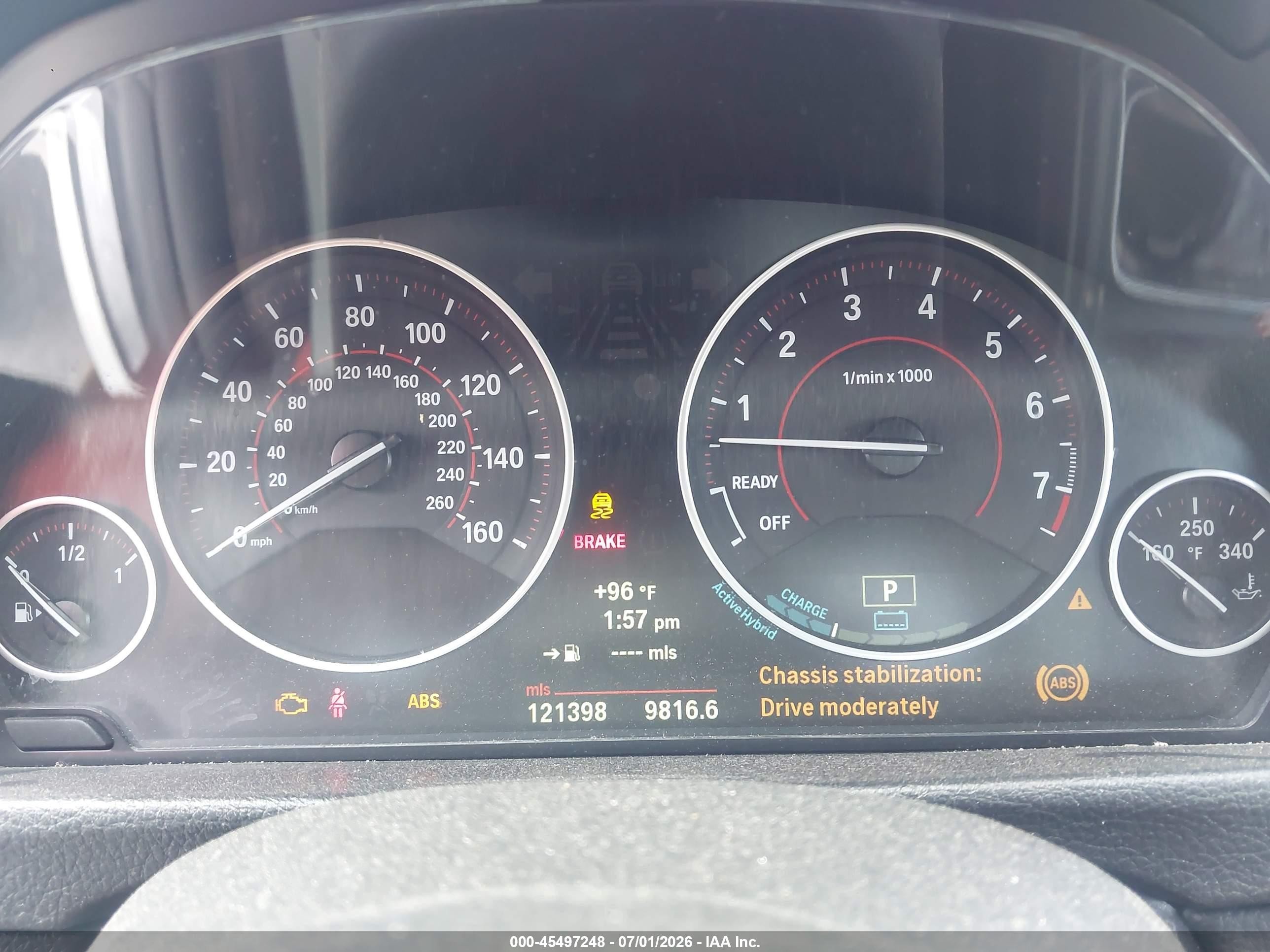 2013 Bmw Activehybrid 3   White vin: WBA3F9C57DF483767