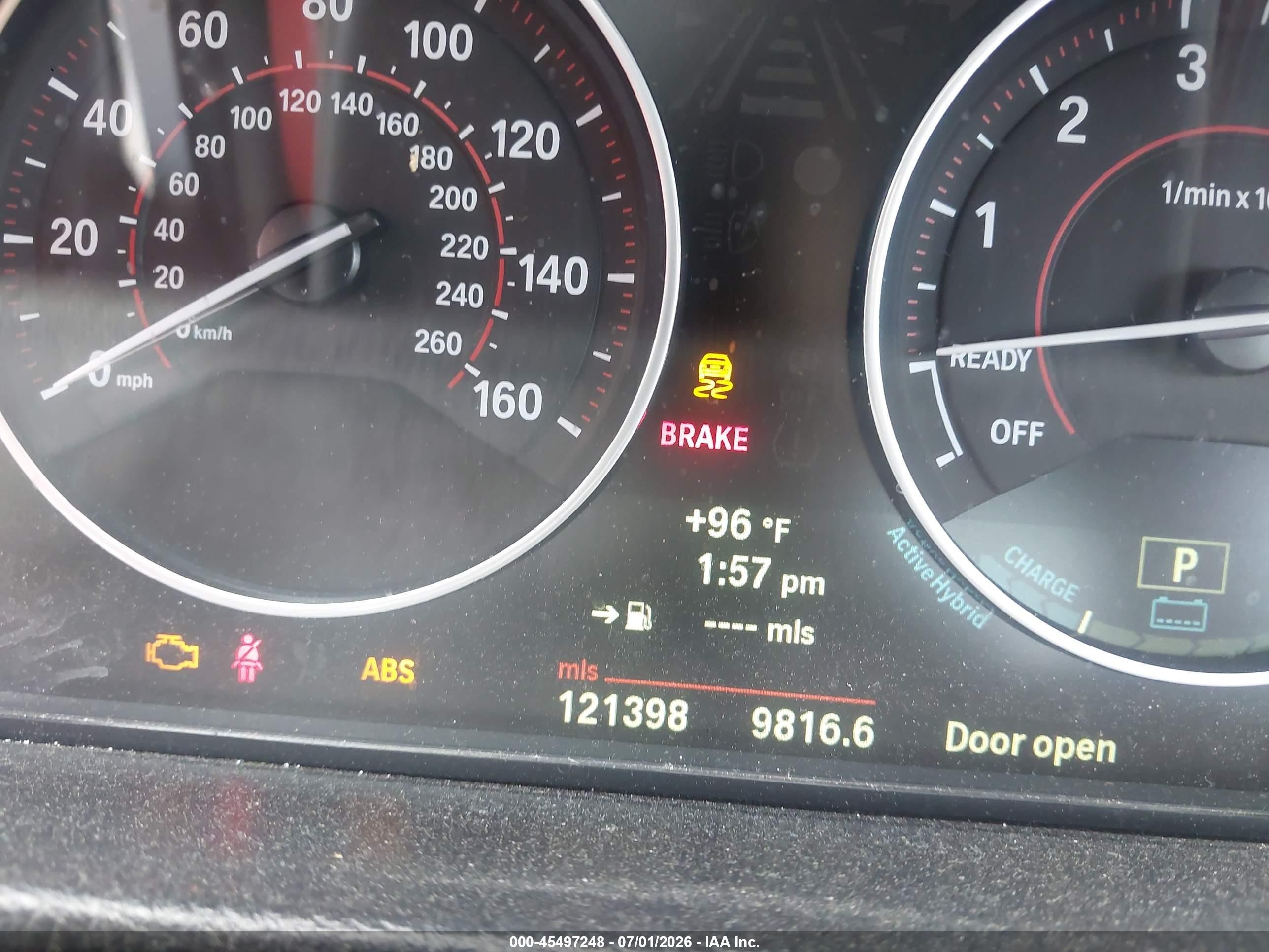 2013 Bmw Activehybrid 3   White vin: WBA3F9C57DF483767
