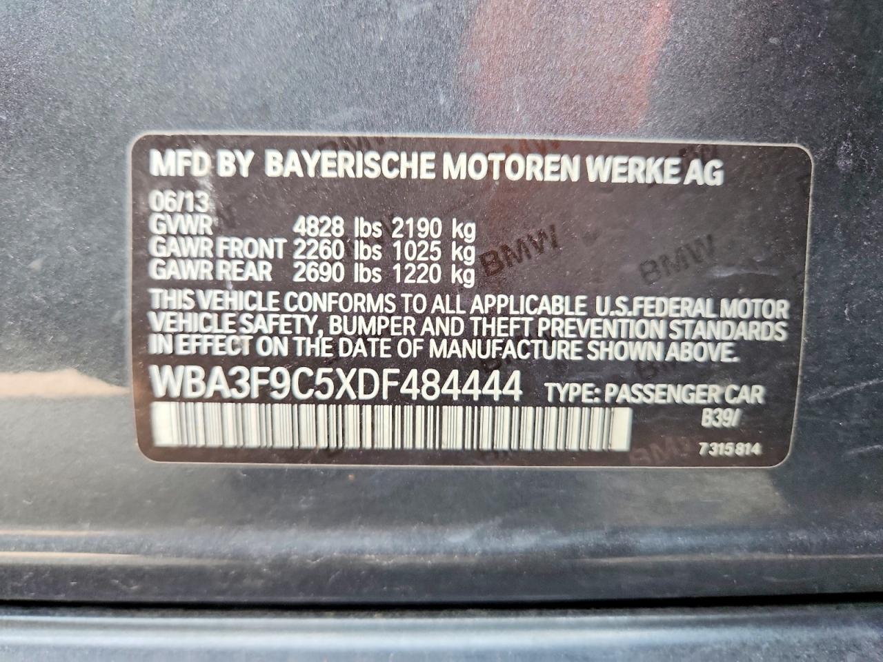 2013 Bmw Activehybrid 3 Gray vin: WBA3F9C5XDF484444
