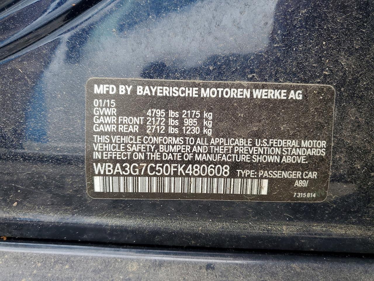 2015 Bmw 328 Xi Синий vin: WBA3G7C50FK480608