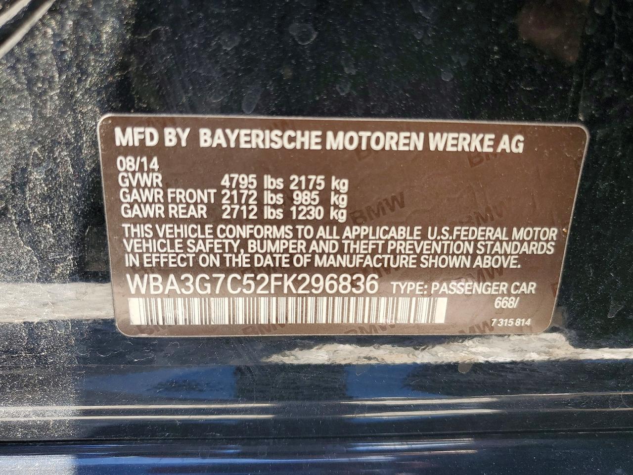 2015 Bmw 328 Xi Black vin: WBA3G7C52FK296836