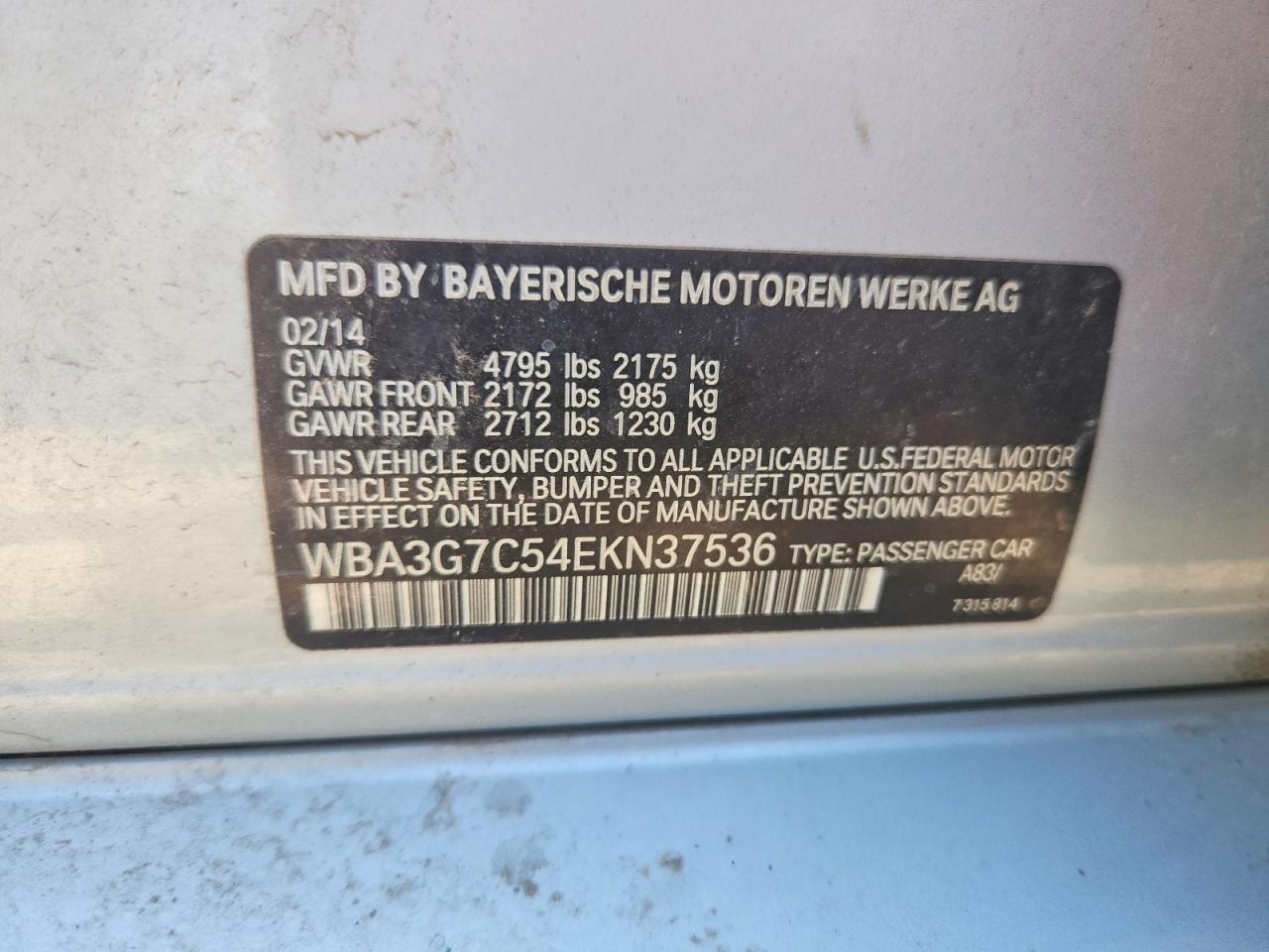 2014 Bmw 328 Silver vin: WBA3G7C54EKN37536
