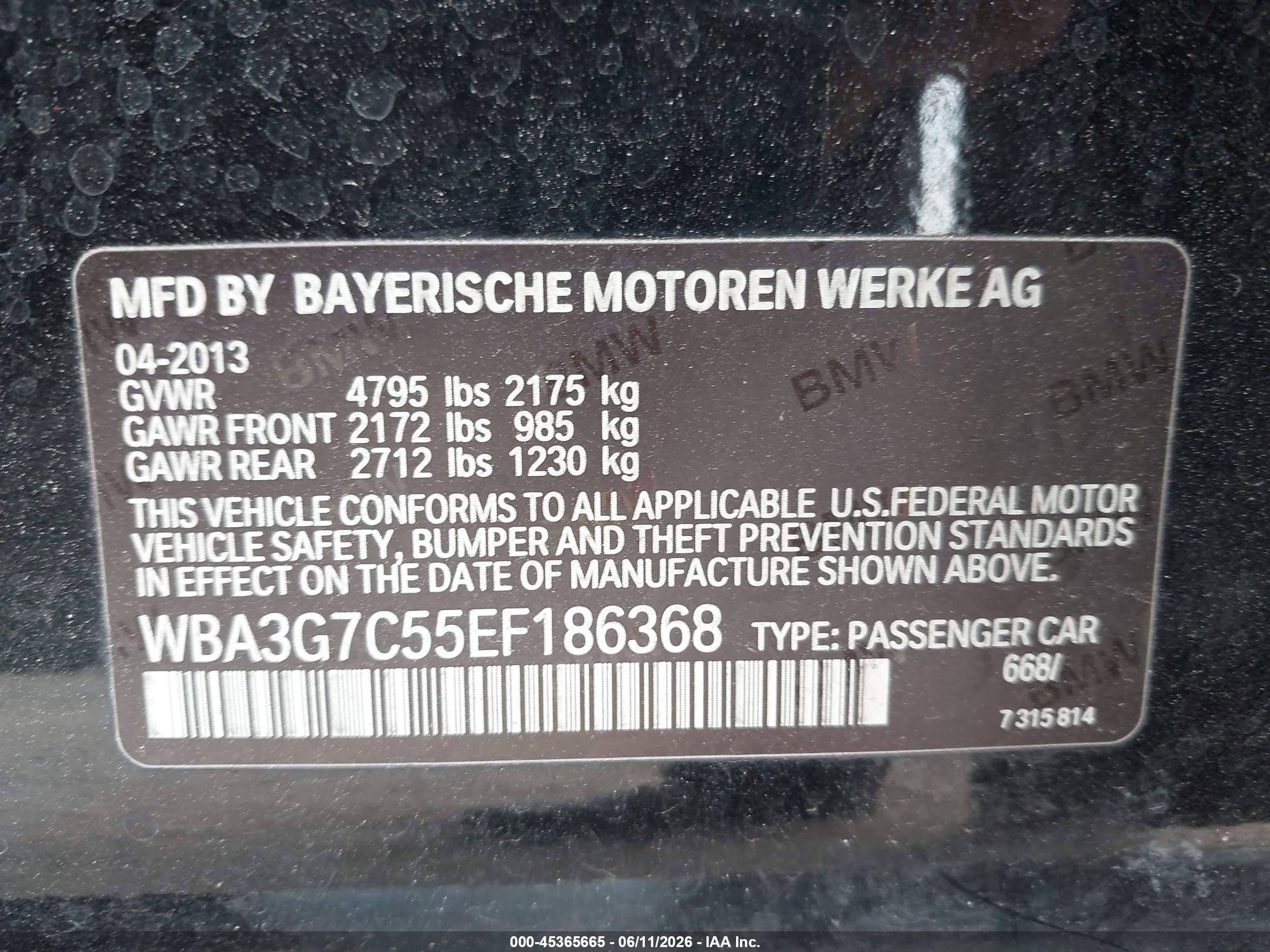 2014 Bmw 328i Xdrive Black vin: WBA3G7C55EF186368
