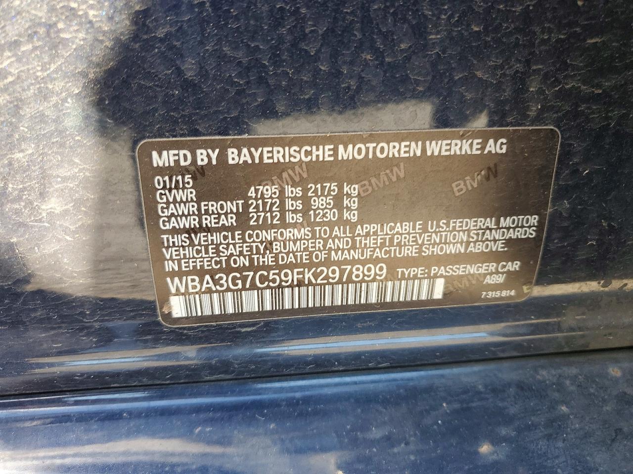 2015 Bmw 328 Xi Blue vin: WBA3G7C59FK297899