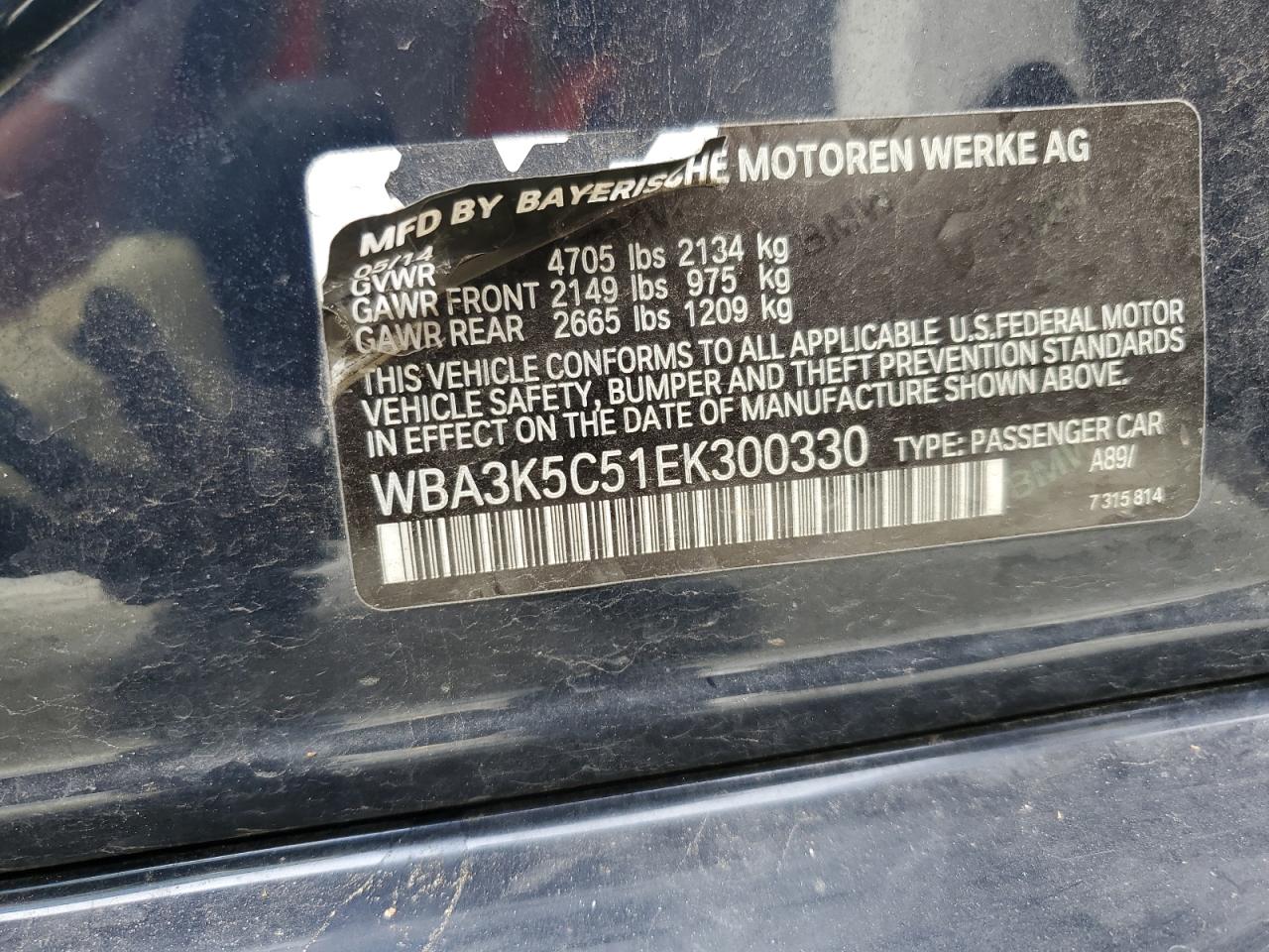 2014 Bmw Motorrad 328 D Xdrive Blue vin: WBA3K5C51EK300330