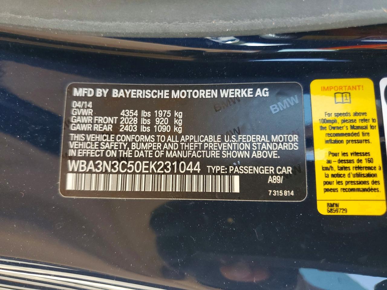2014 Bmw 428 I Синий vin: WBA3N3C50EK231044