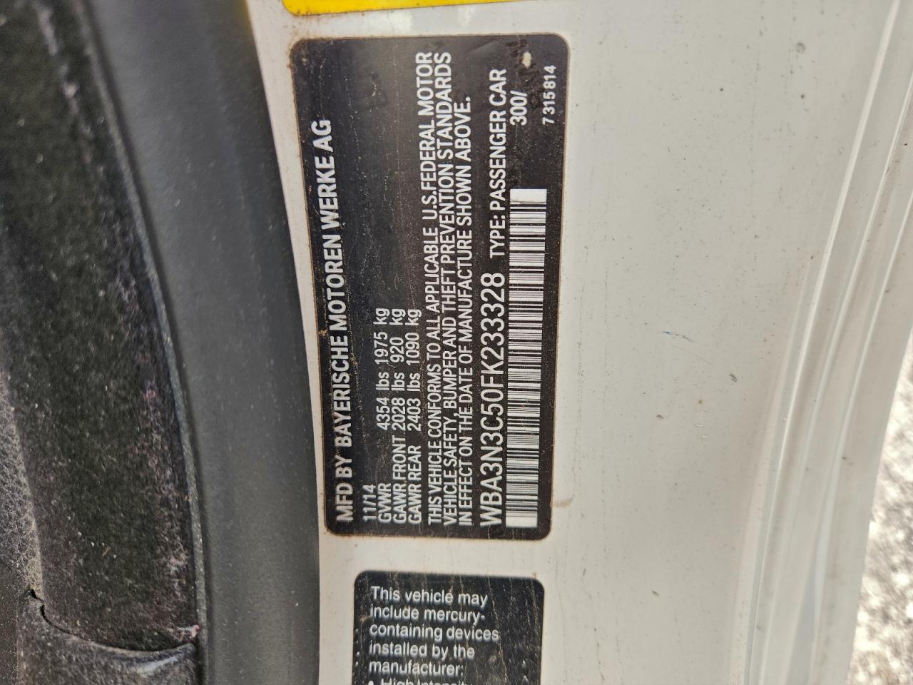 2015 Bmw 428 I White vin: WBA3N3C50FK233328