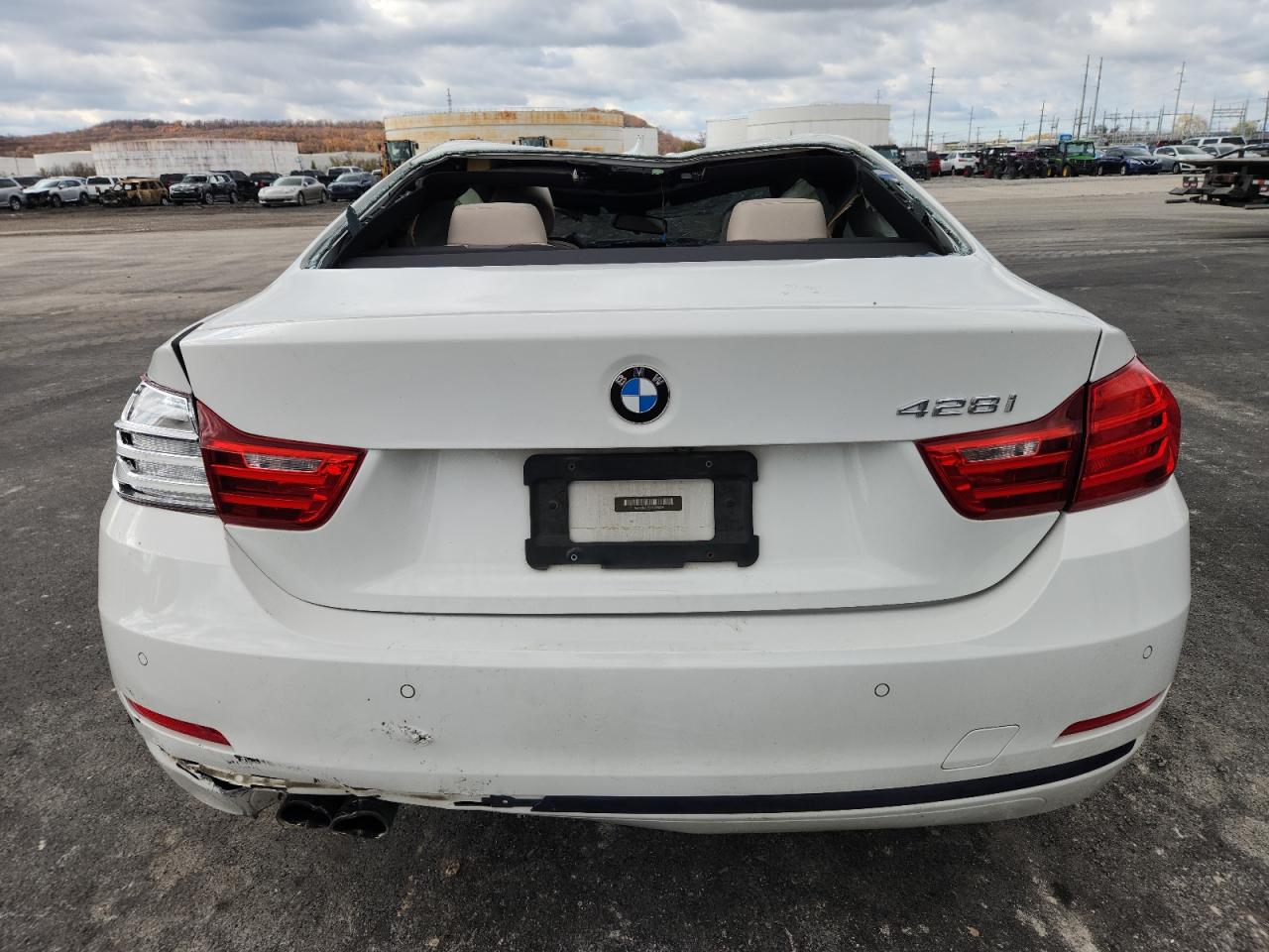 2015 Bmw 428 I White vin: WBA3N3C50FK233328 Damage: Rear Glass, Broken, Replacement Required