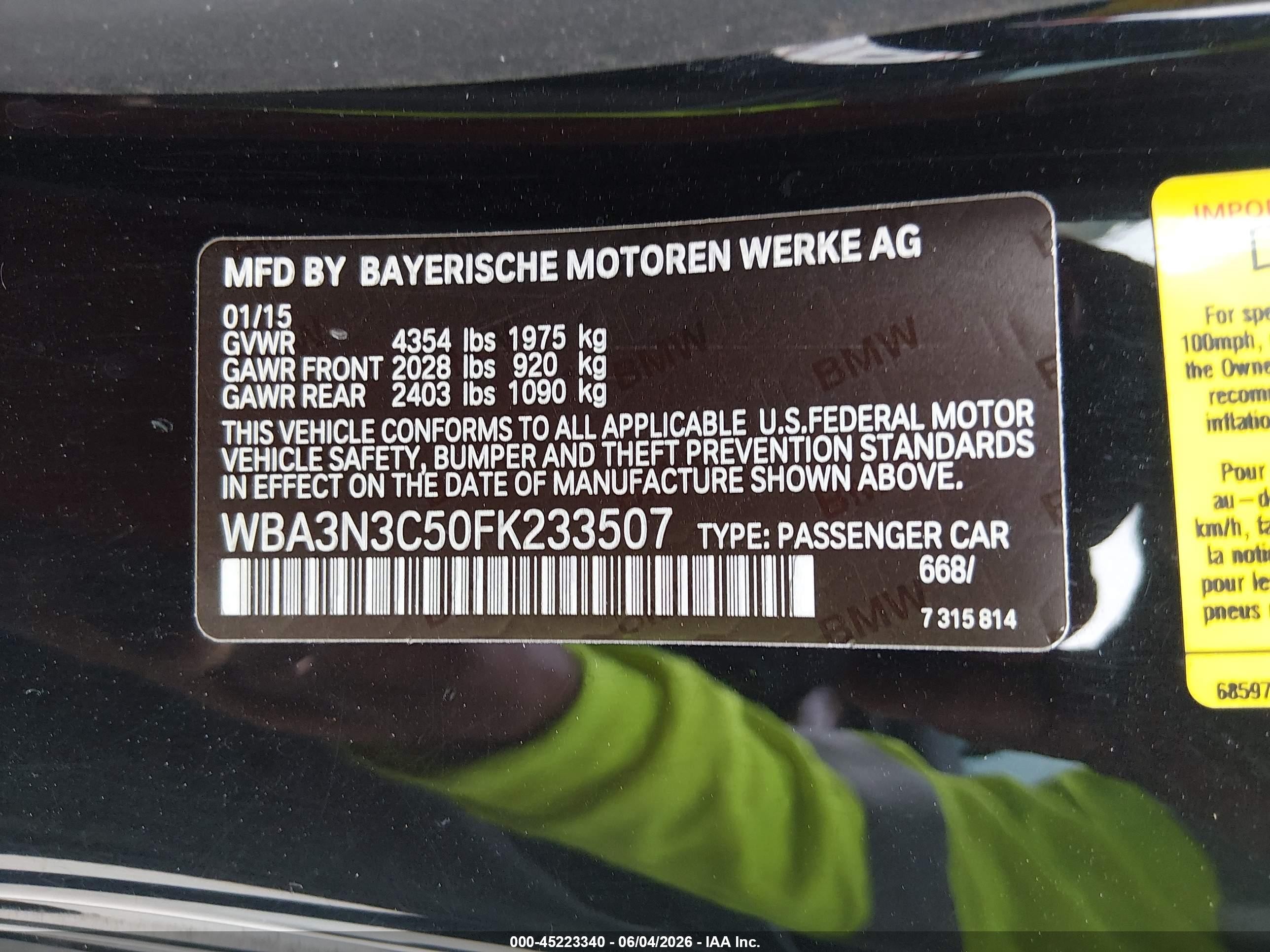 2015 Bmw 428i   Black vin: WBA3N3C50FK233507