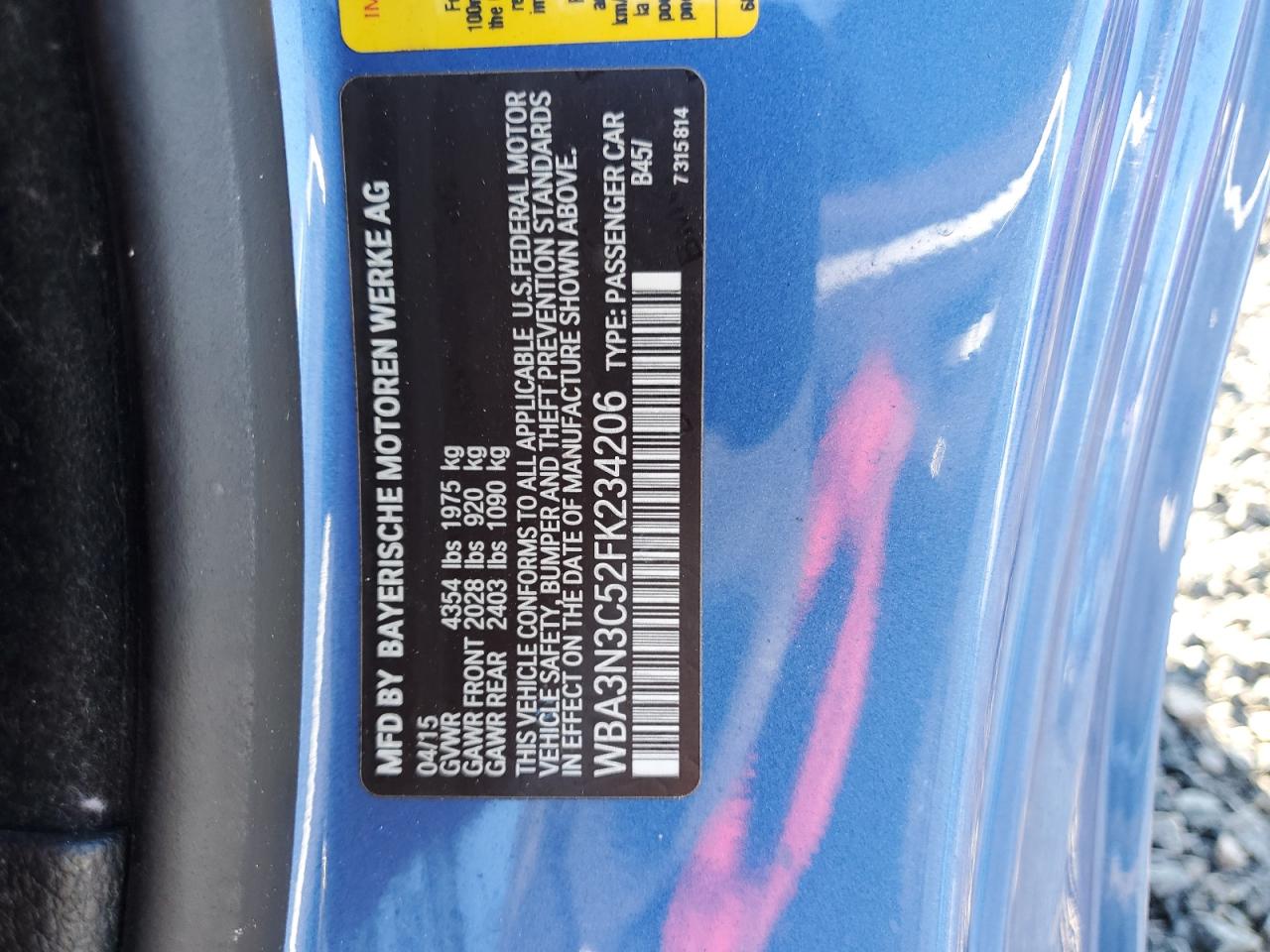 2015 Bmw 428 I Blue vin: WBA3N3C52FK234206
