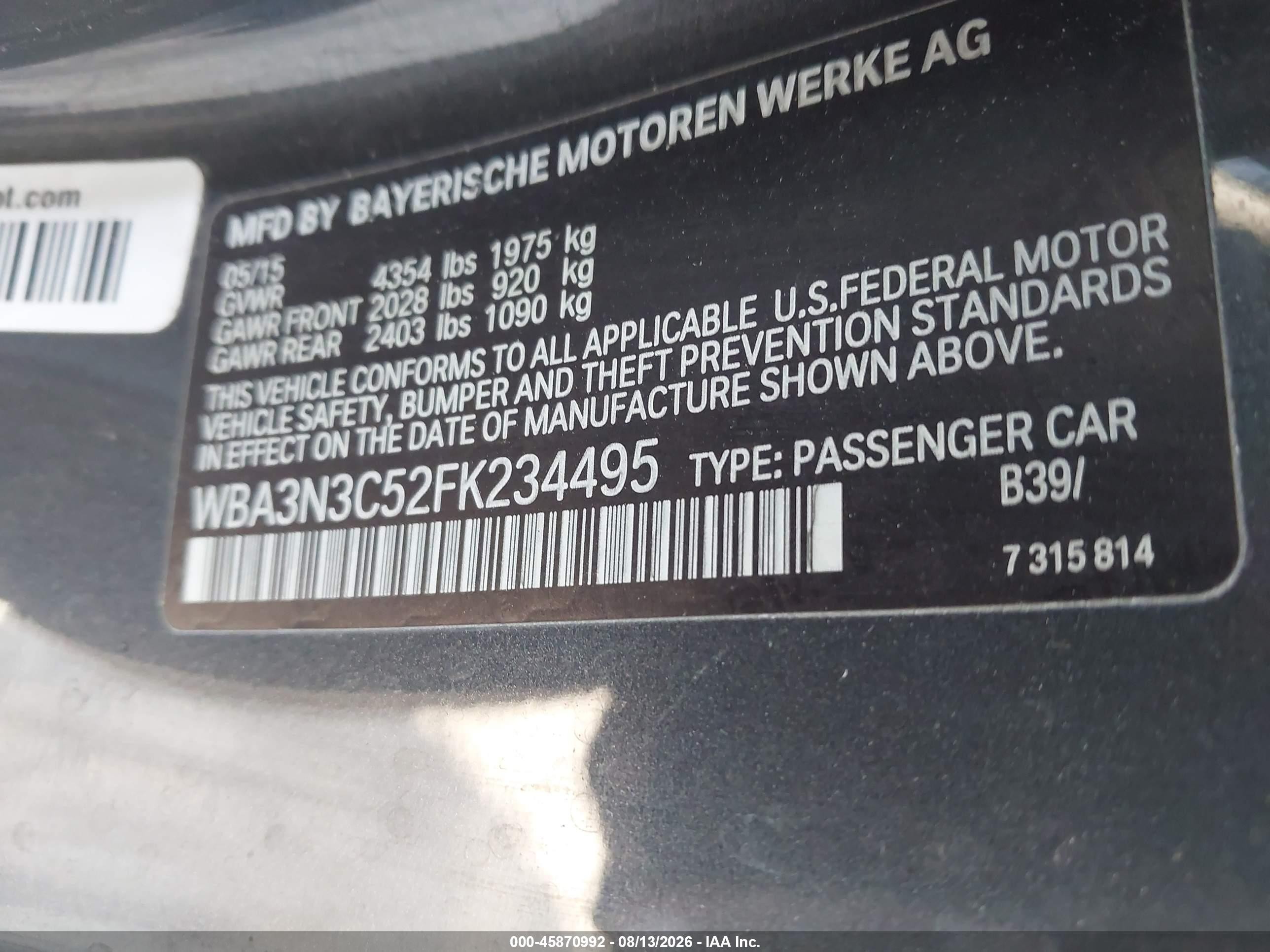 2015 Bmw 428i   Black vin: WBA3N3C52FK234495