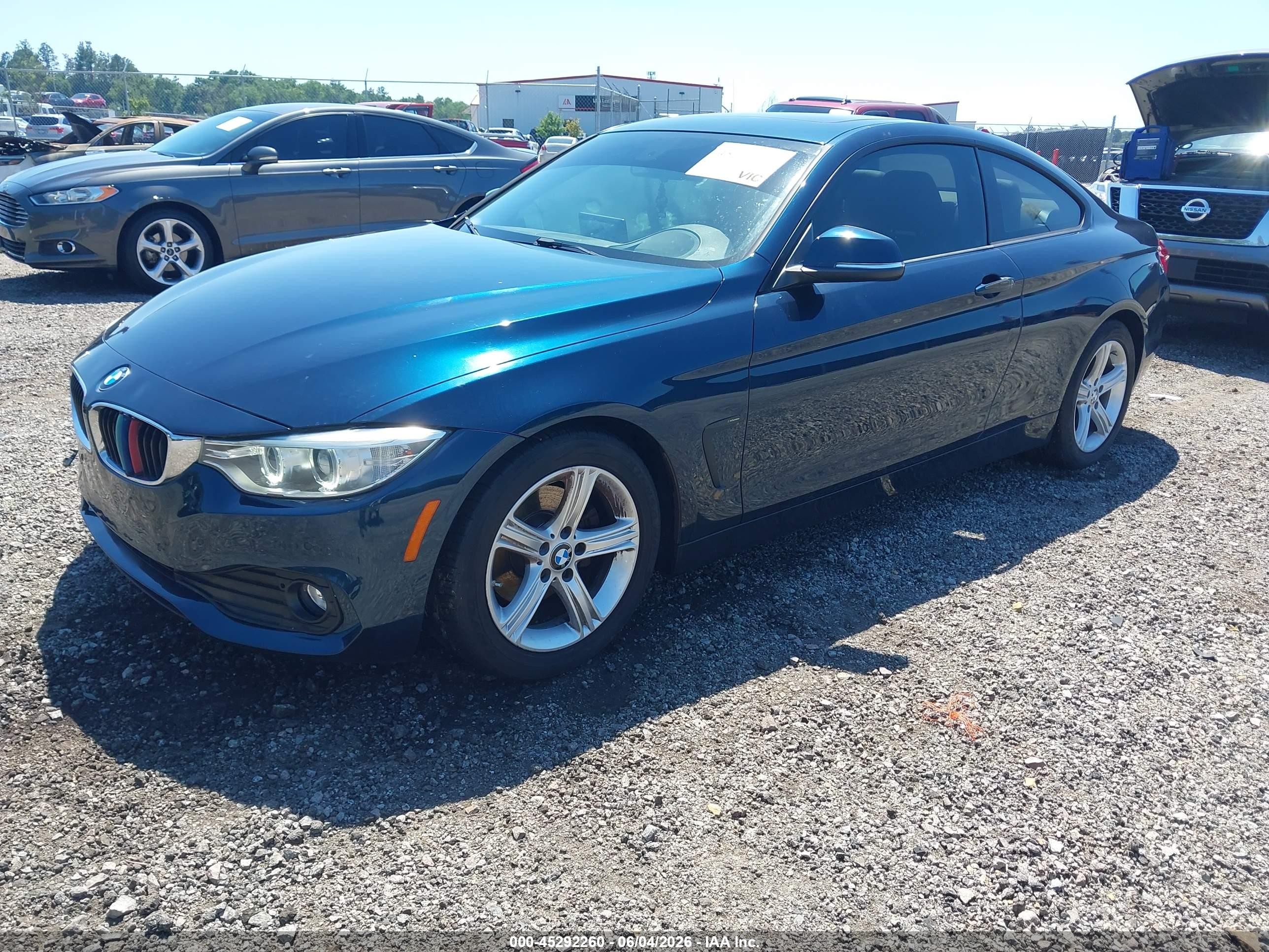 2014 Bmw 4 Series 428i Blue vin: WBA3N3C55EK230973