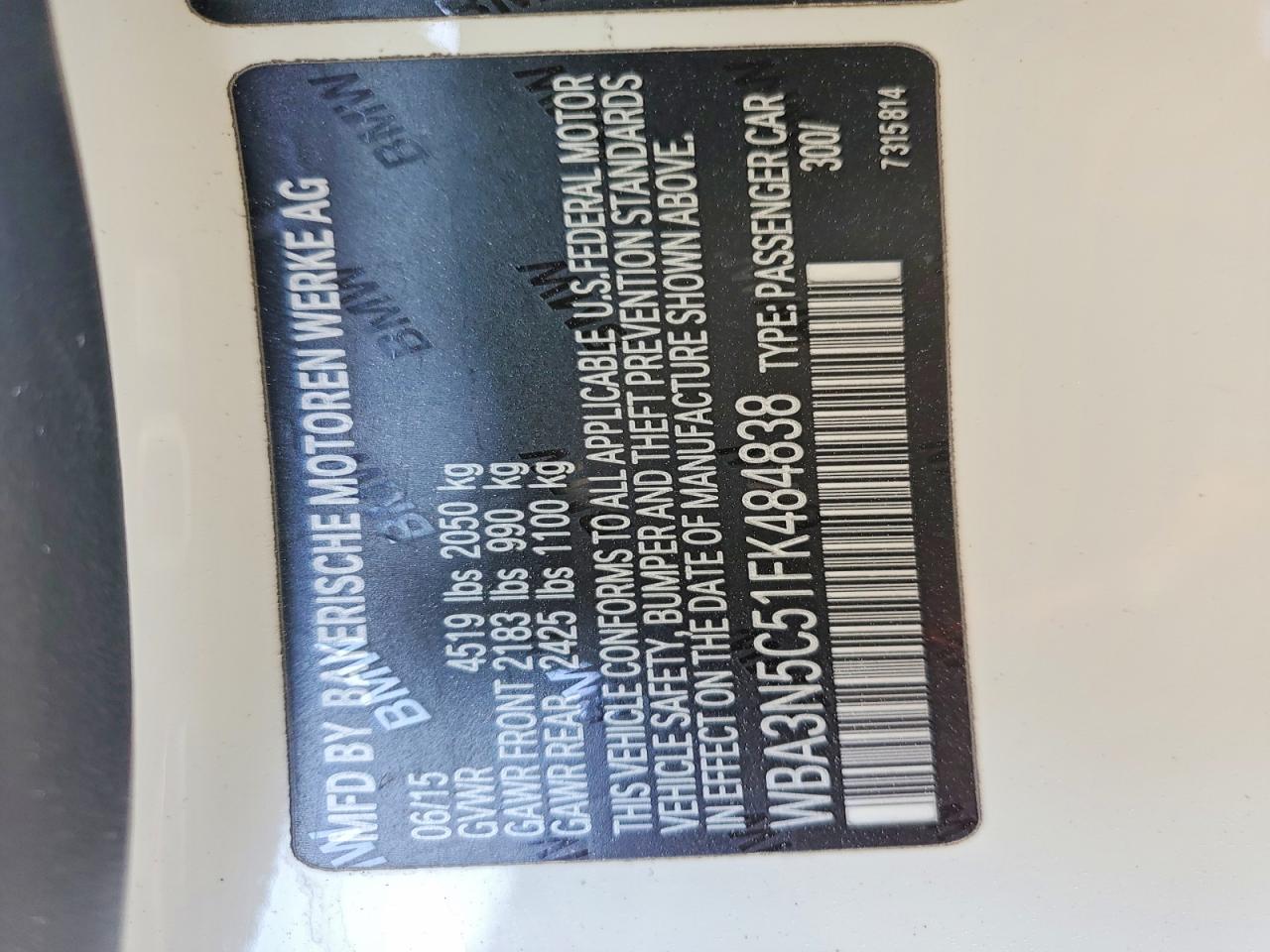 2015 Bmw 428 Xi White vin: WBA3N5C51FK484838