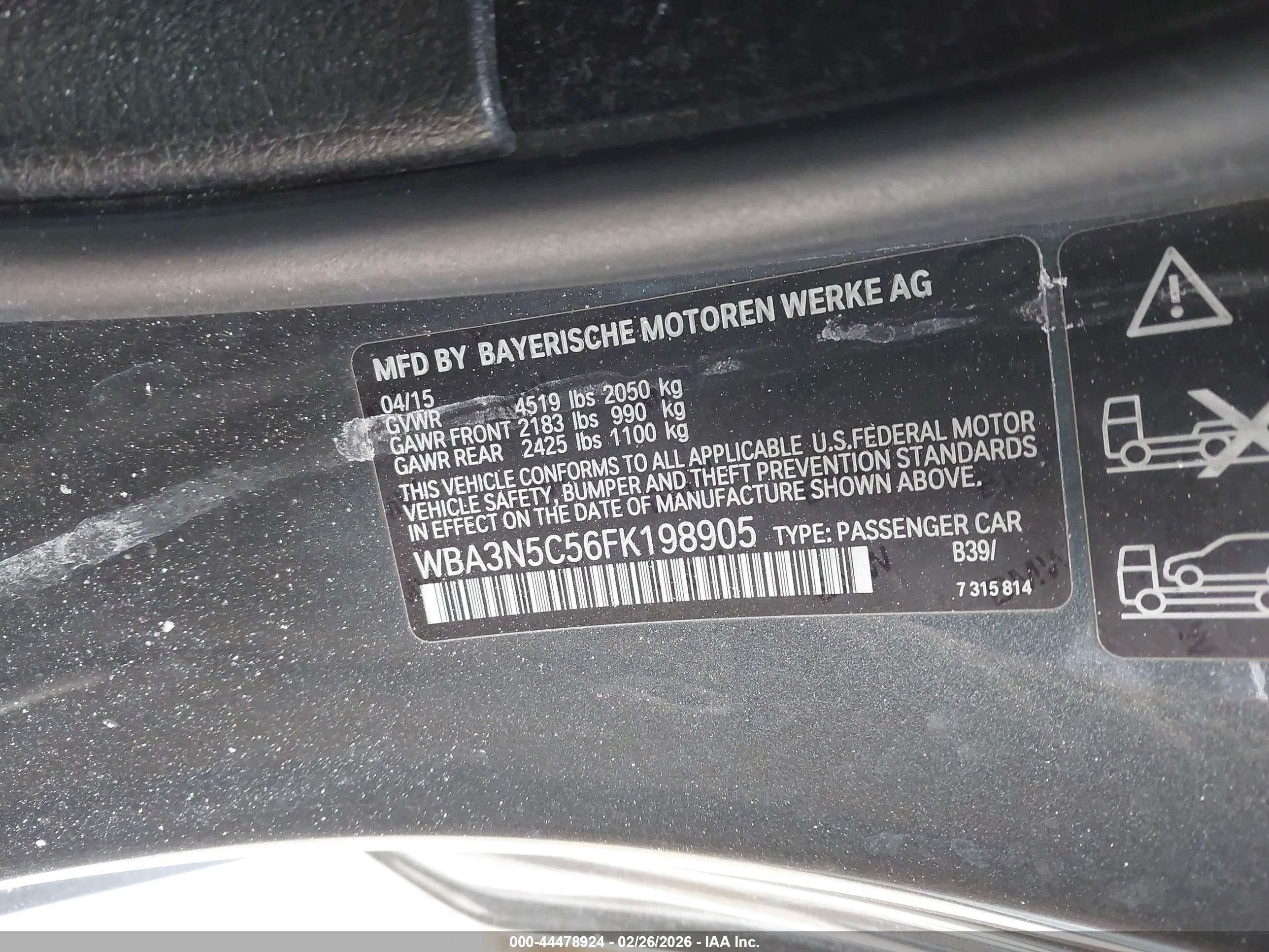 2015 Bmw 428i Xdrive Серый vin: WBA3N5C56FK198905