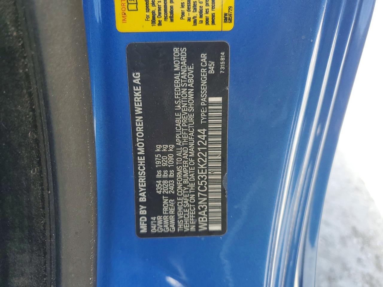 2014 Bmw 428 I Blue vin: WBA3N7C53EK221244