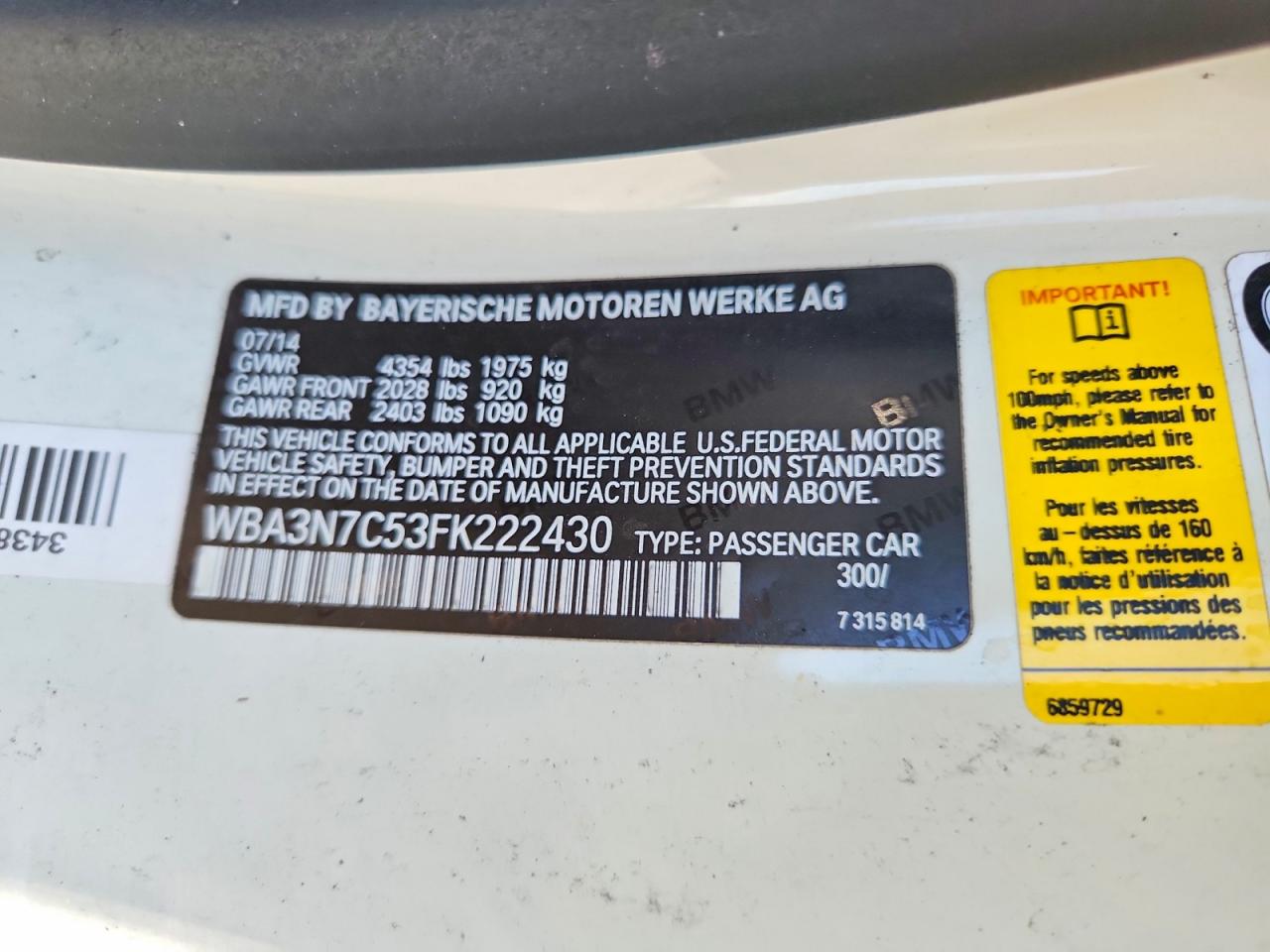 2015 Bmw 428 I White vin: WBA3N7C53FK222430