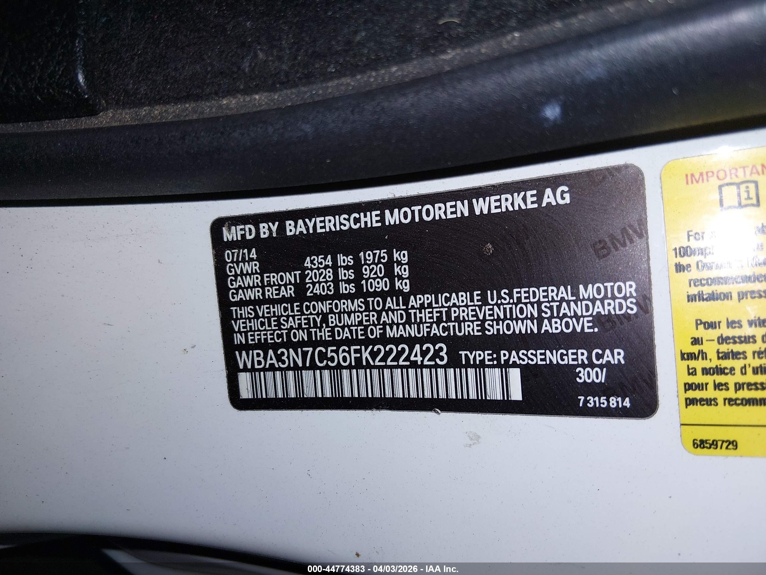 2015 Bmw 428i   White vin: WBA3N7C56FK222423