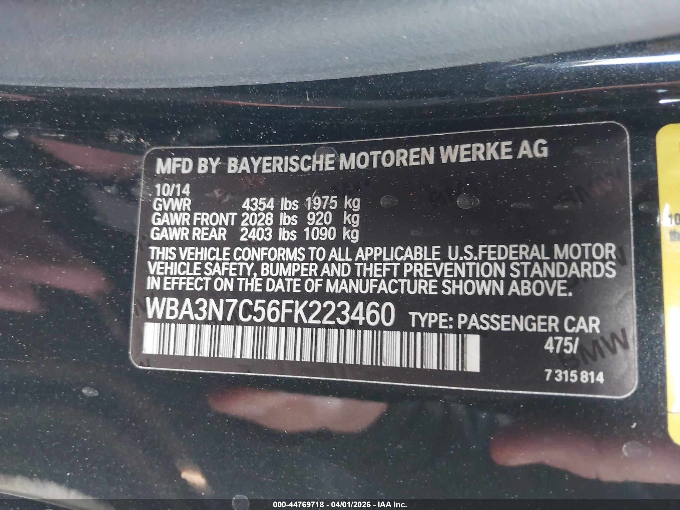 2015 Bmw 428i Черный vin: WBA3N7C56FK223460