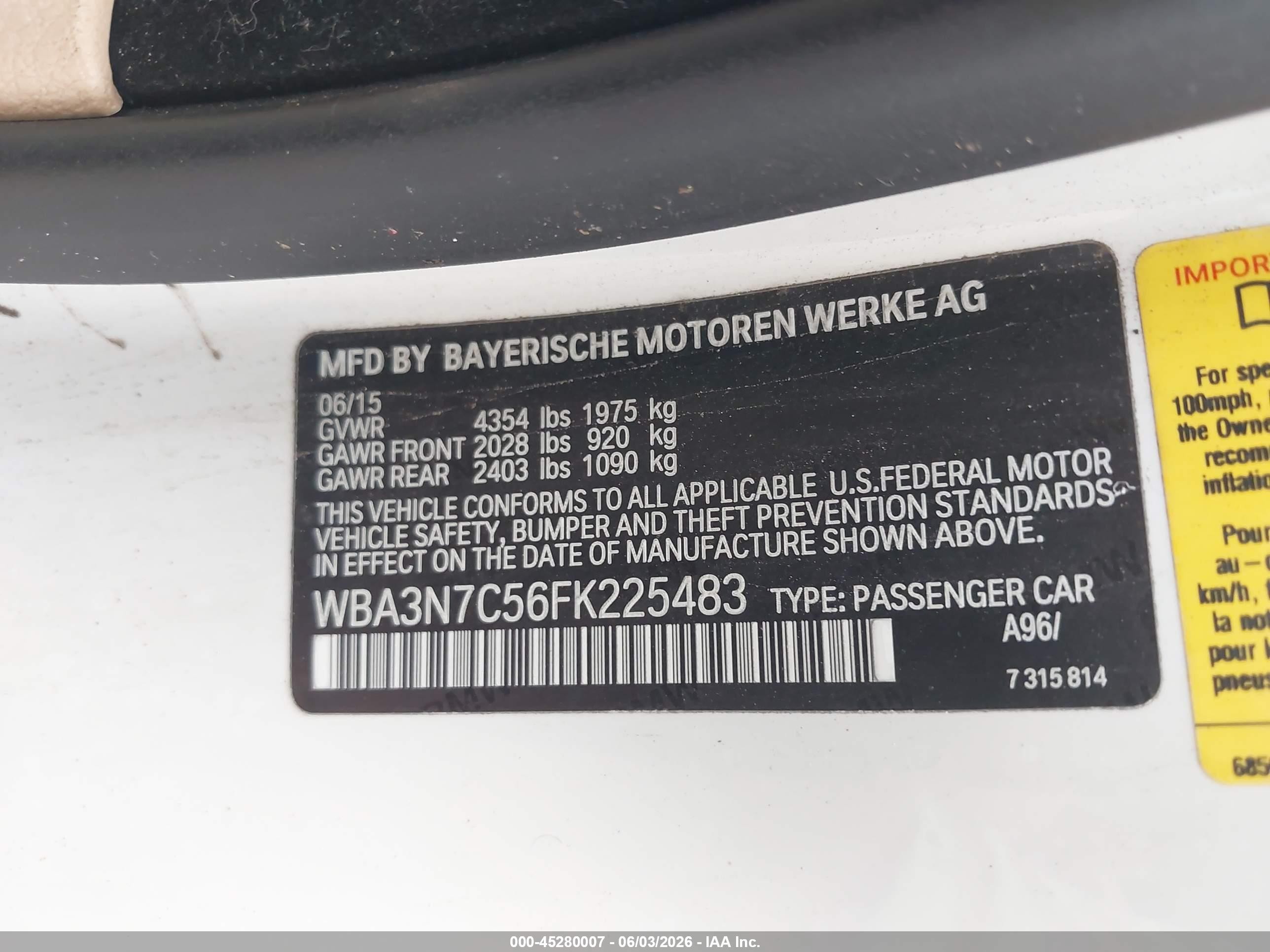 2015 Bmw 428i   White vin: WBA3N7C56FK225483