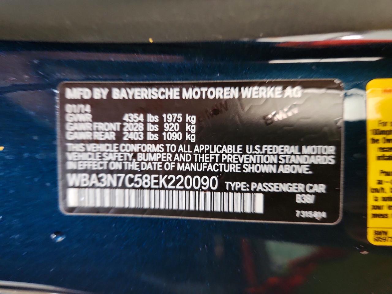 2014 Bmw 428 I Blue vin: WBA3N7C58EK220090