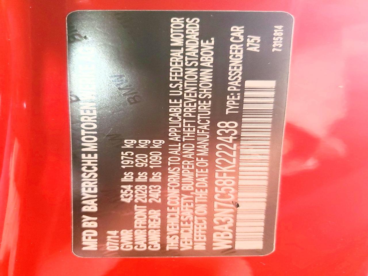 2015 Bmw 428 I Red vin: WBA3N7C58FK222438