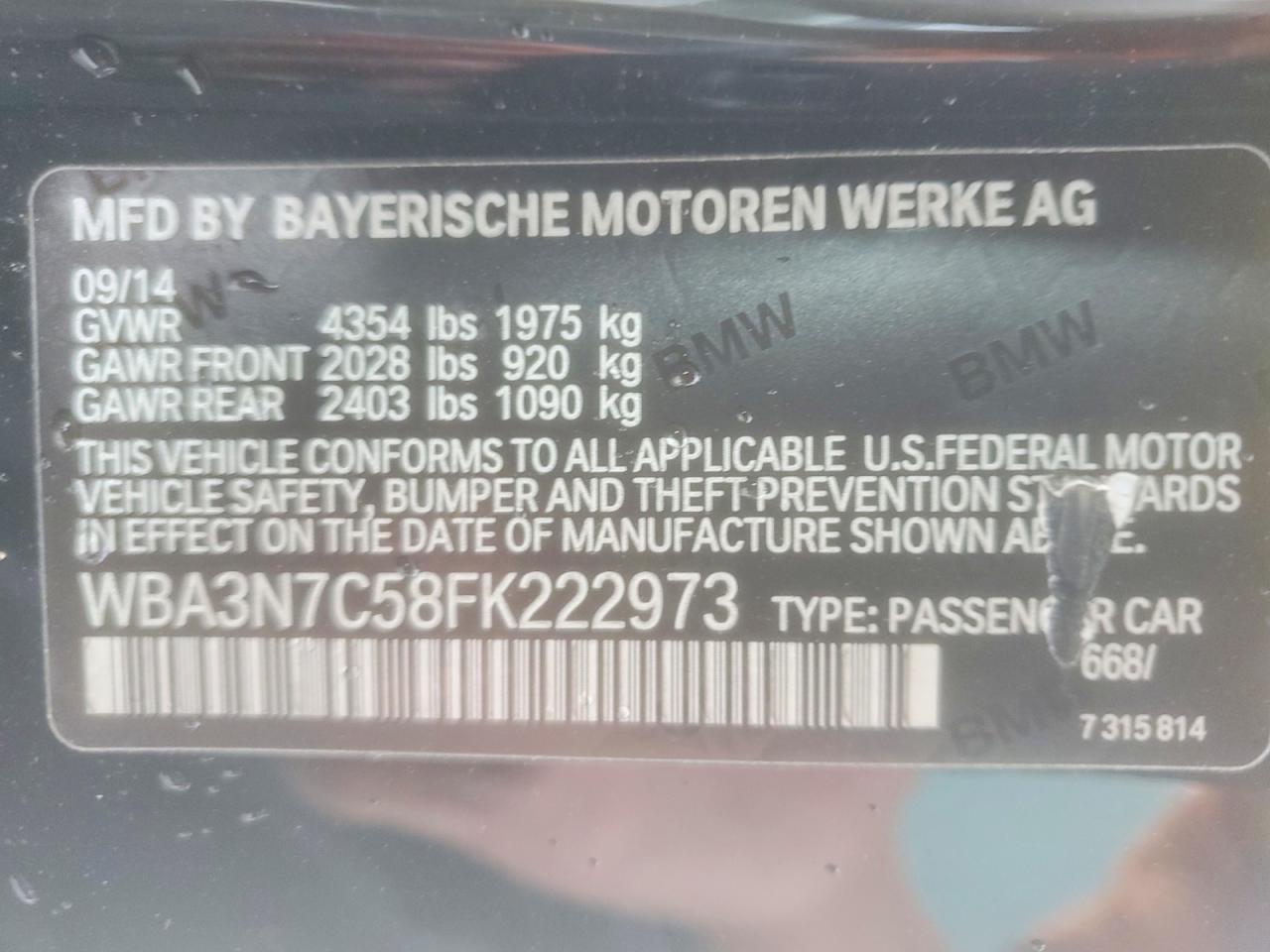 2015 Bmw 428 I Black vin: WBA3N7C58FK222973