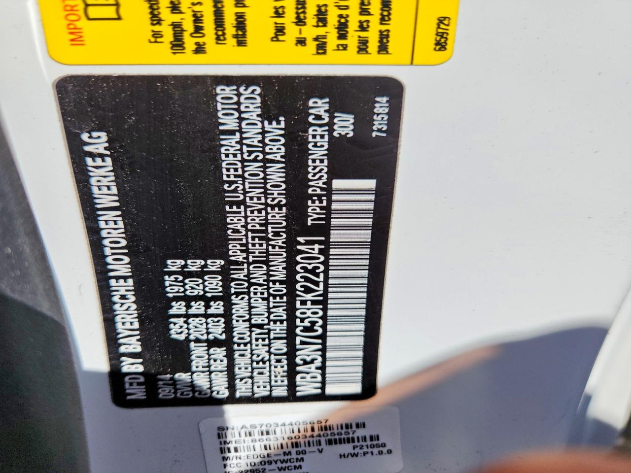2015 Bmw 428 I White vin: WBA3N7C58FK223041